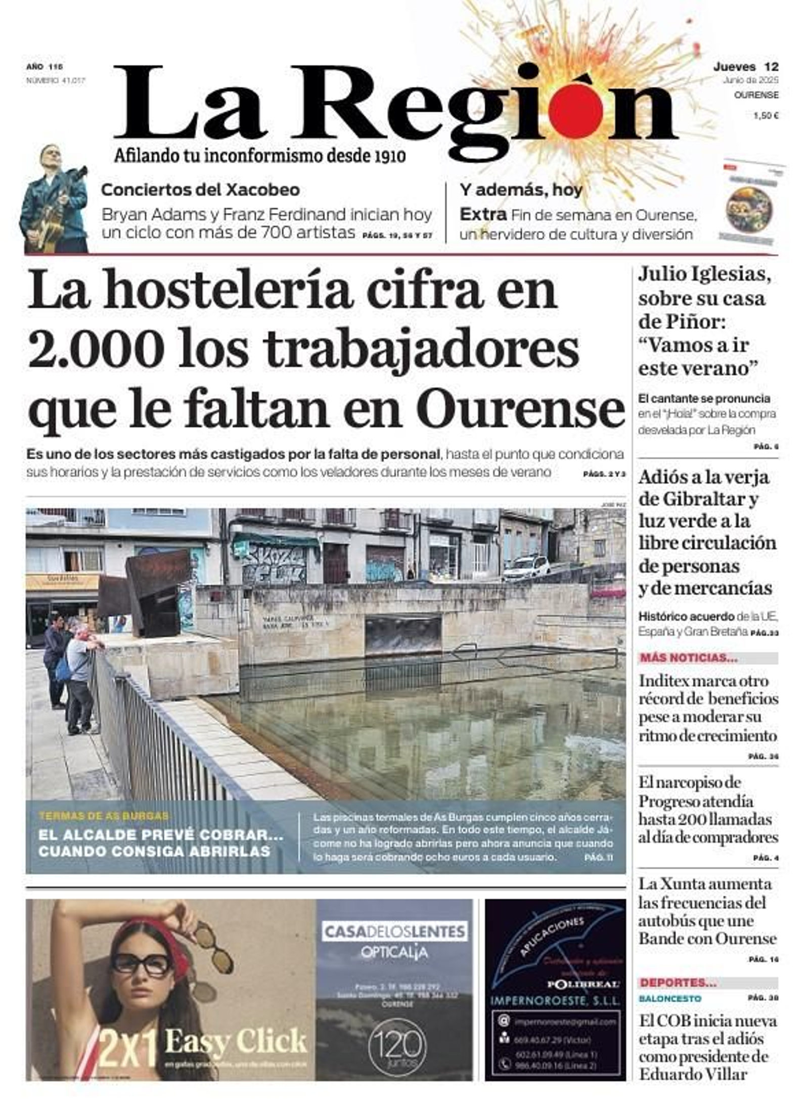 La portada del jueves 12 de junio.