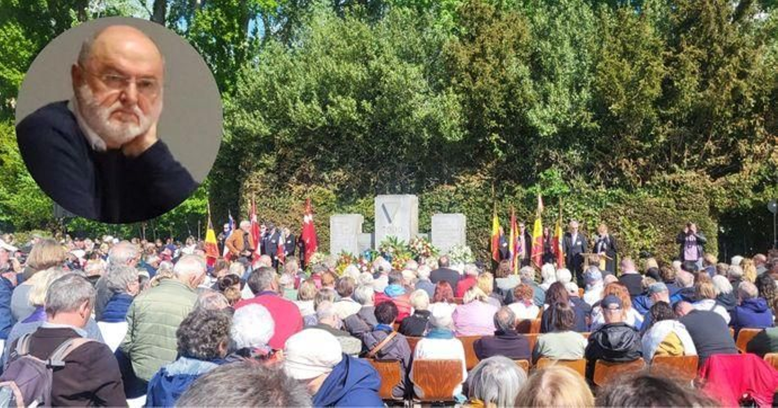 En la imagen homenaje a la victimas en el campo de concentración de Neuengamme y José Luis Villaverde en círculo