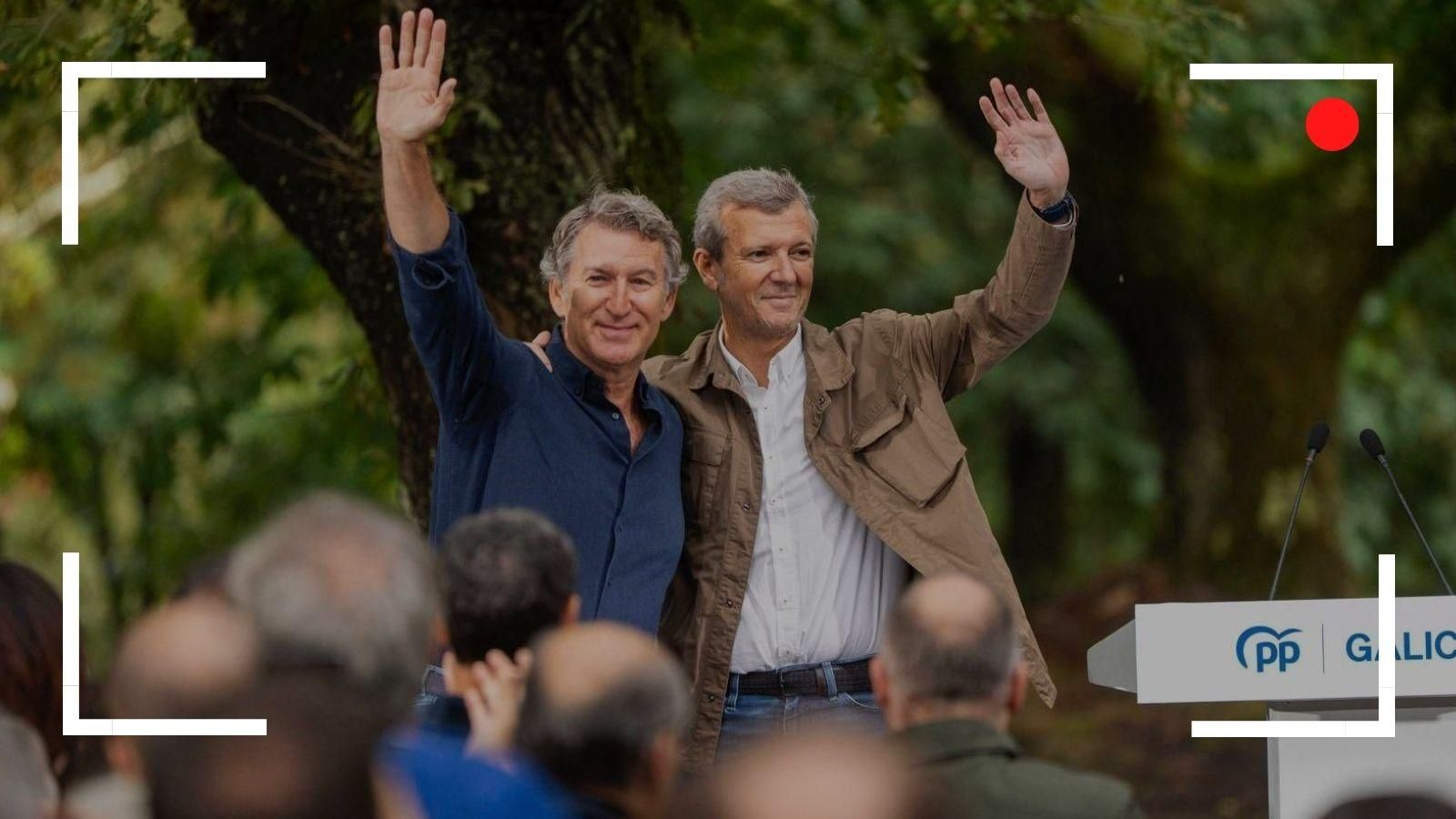 El presidente nacional del PP, Alberto Núñez Feijóo, y el presidente de la Xunta y líder del PPdeG, Alfonso Rueda.