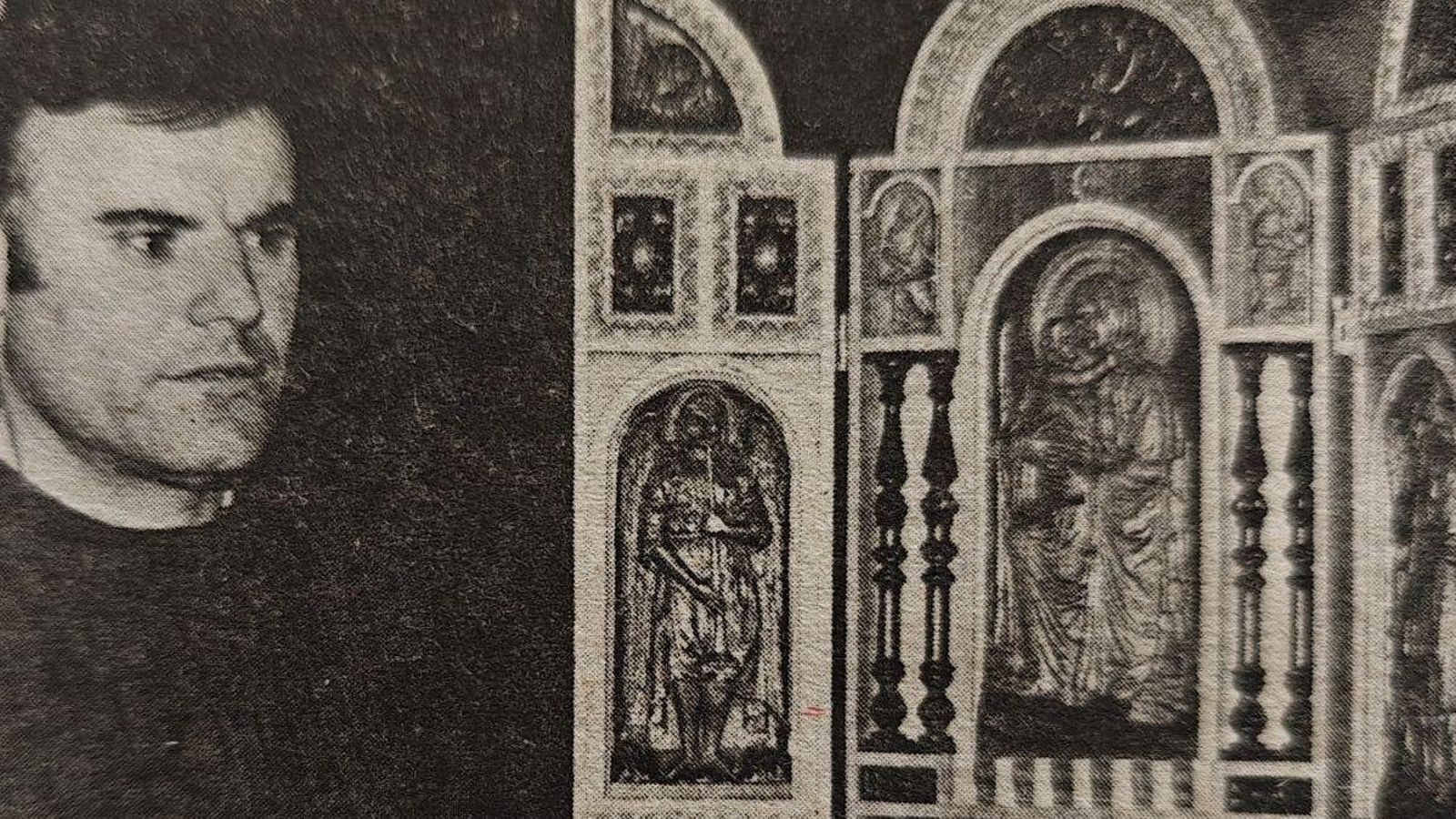 Delfín Blanco Rodríguez y una de sus obras.