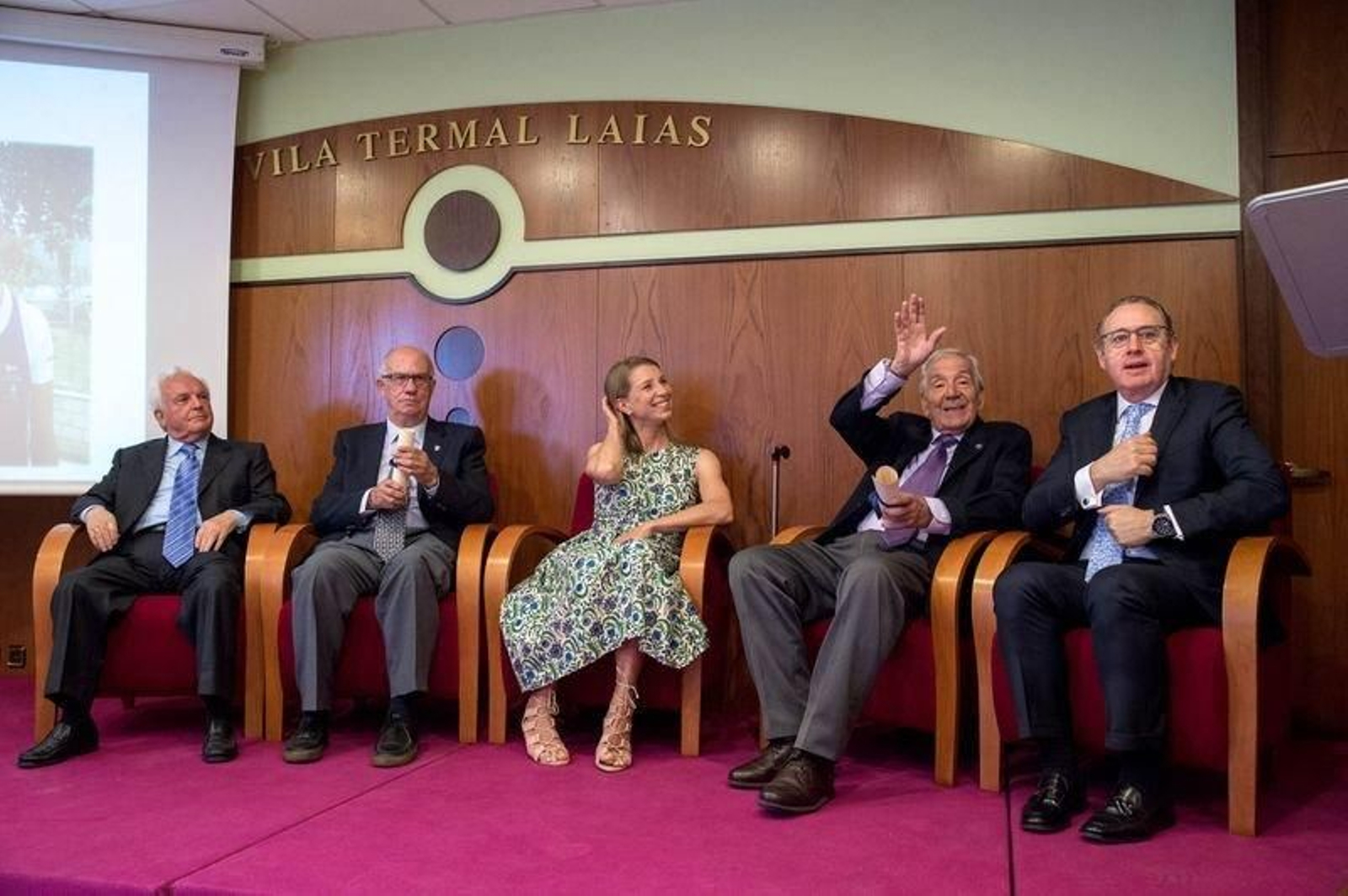 CENLLE (BALNEARIO DE LAIAS-CALDARIA). 12/06/2018. OURENSE. El Club náutico de Castrelo de Miño nombra a sus primeros socios y socia de honor. Los homenajeados son José Luis Baltar Pumar, Francisco Quiroga Martínez, Anna Yuchenko, José Luis Méndez García y José Luis Suárez Guitiérrez. FOTO: ÓSCAR PINAL.