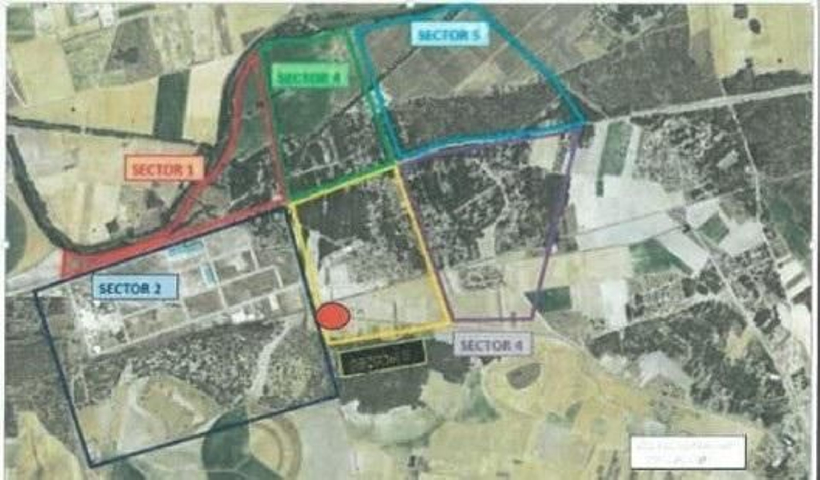 Los sectores delimitados donde fue buscado el cuerpo de Esther López, entre ellos el sector 3 donde se produjo la localización.