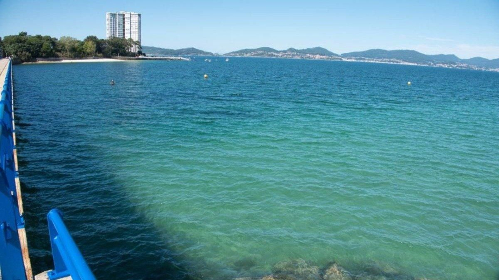 El fenómeno natural era visible ayer en toda la ría como se aprecia en las proximidades del puente de Toralla, en la foto.