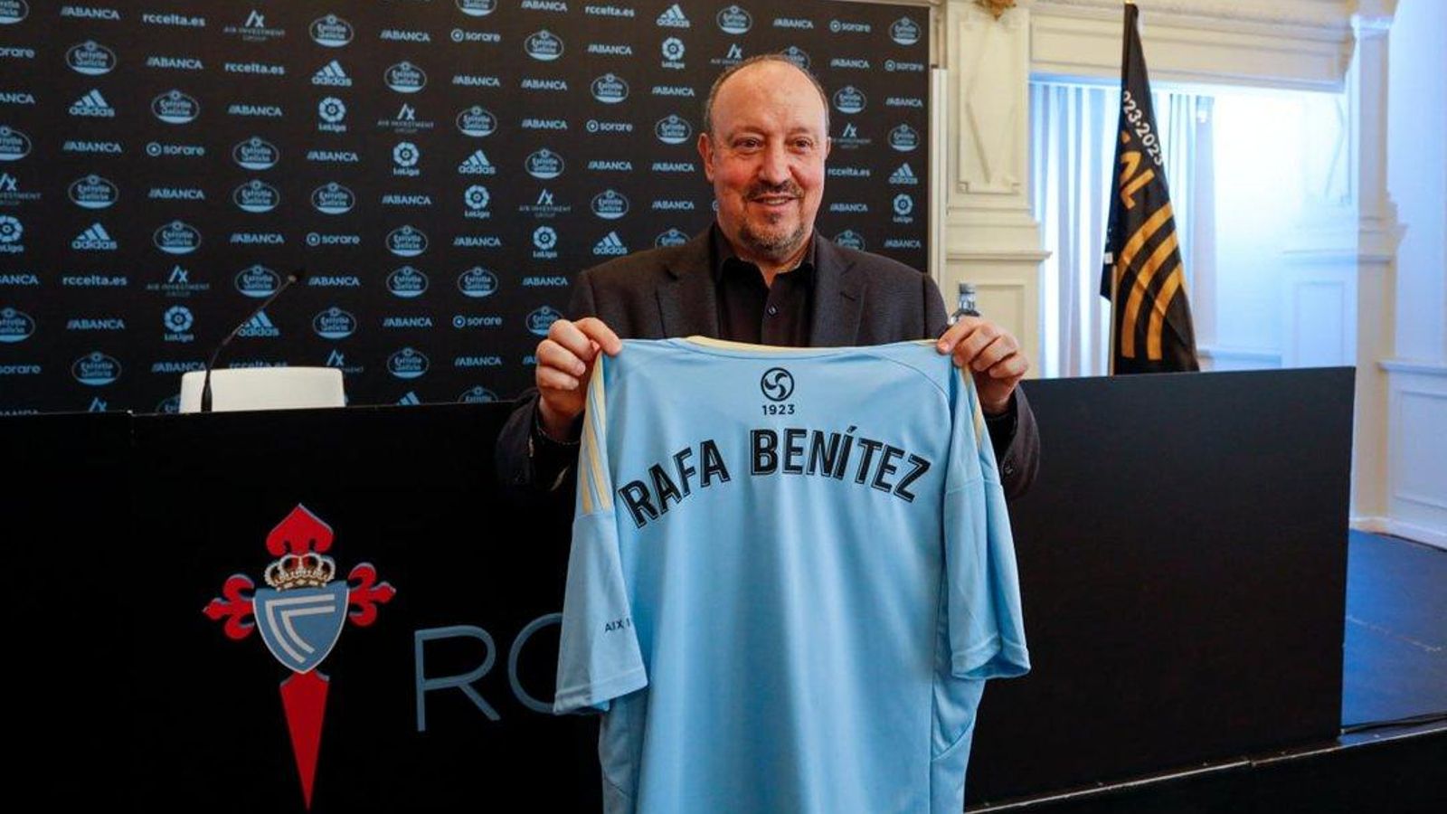 Rafa Benítez, en su presentación como entrenador del Celta.