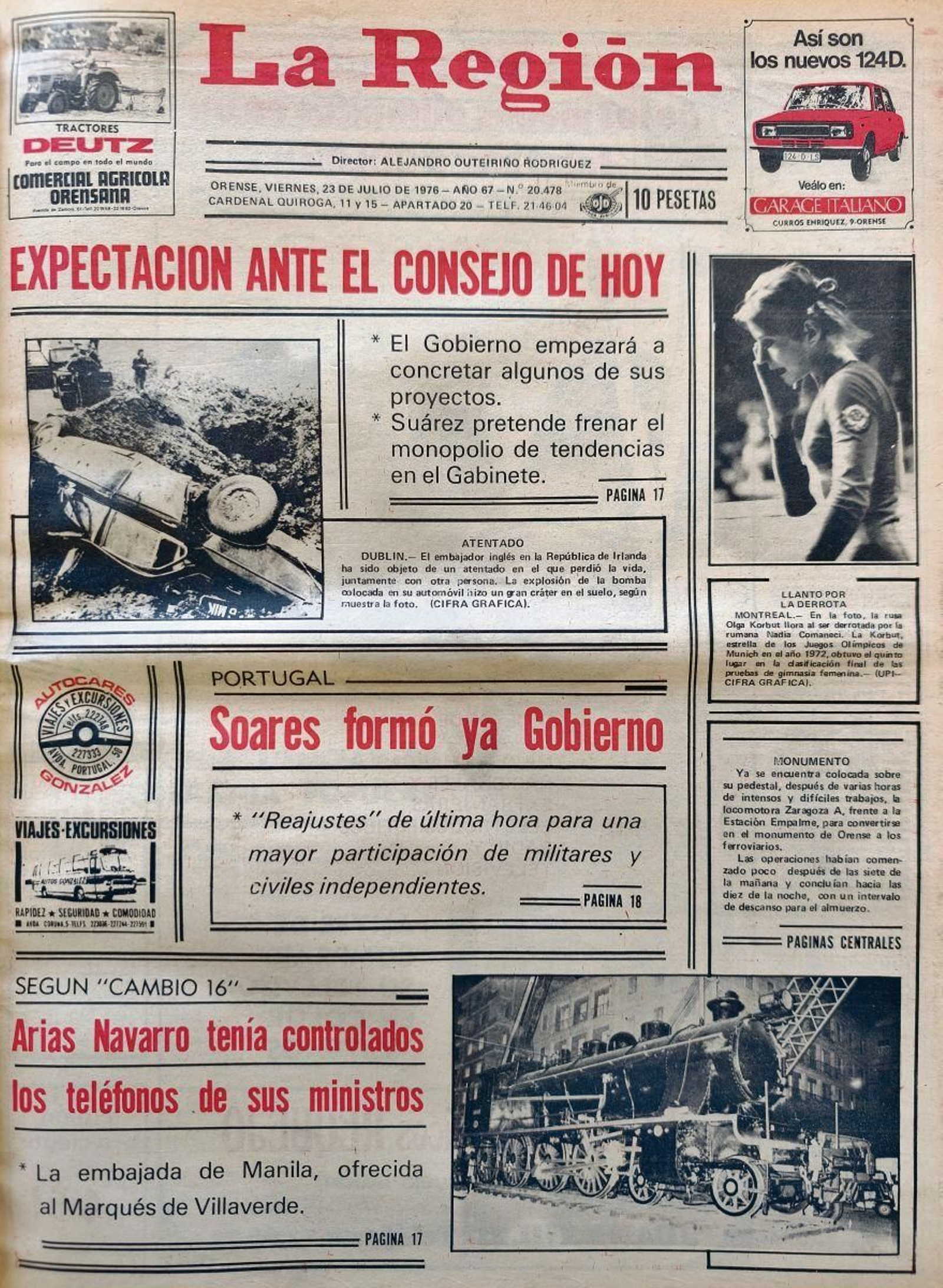Primera página del 23 de julio 1976.