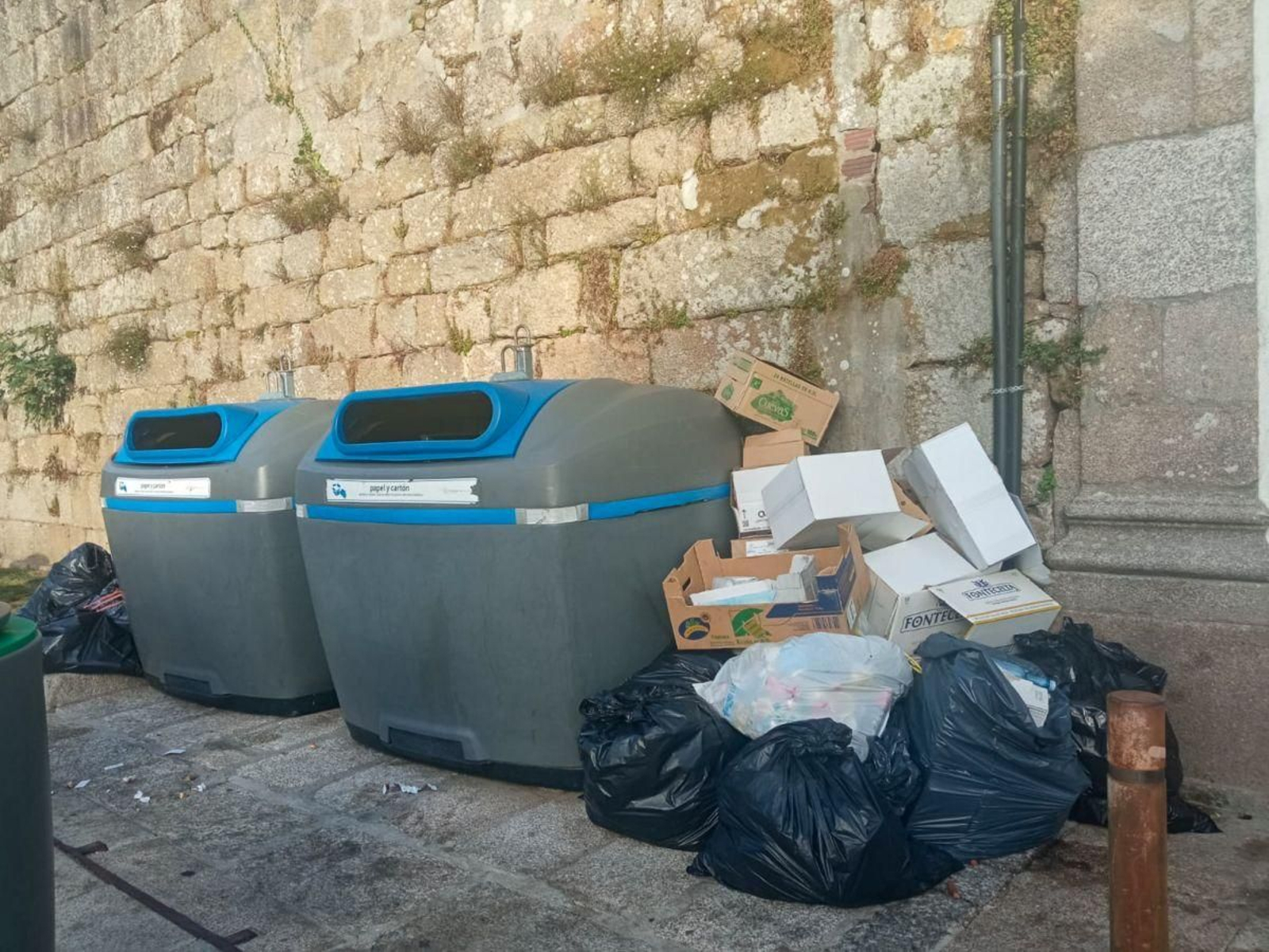 Los contenedores saturados se han convertido en una imagen común en las calles tudenses.