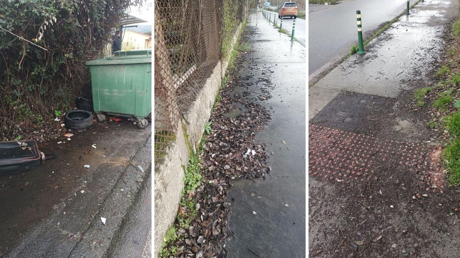 Suciedade no barrio de O Pino.