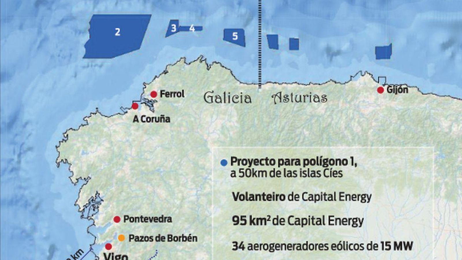 Zonas permitidas para la eólica marina.