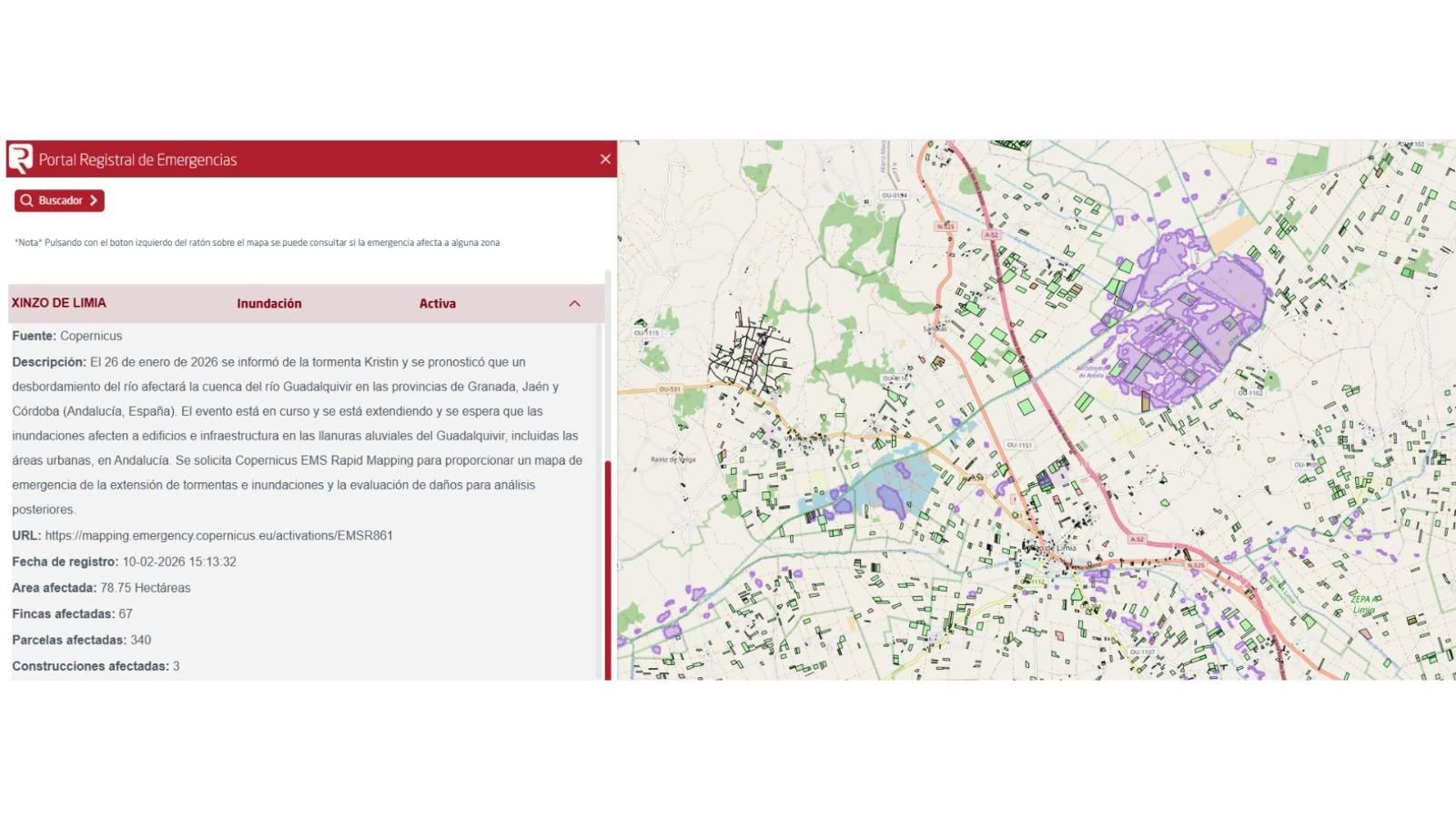 Zonas inundables en Xinzo de Limia (Ourense).