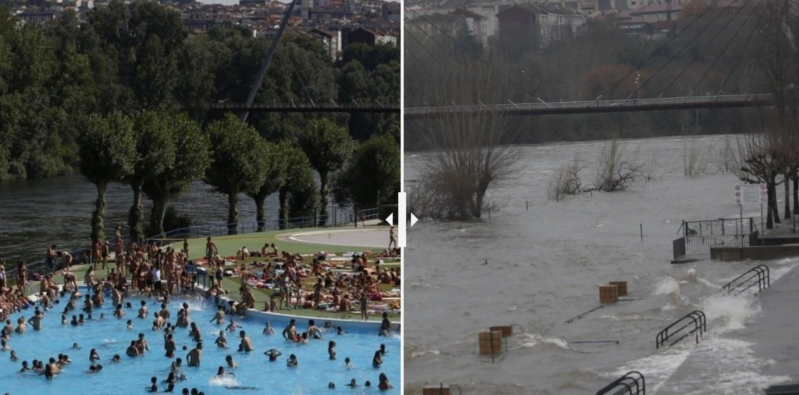 Piscinas del Oira, antes y después de las riadas