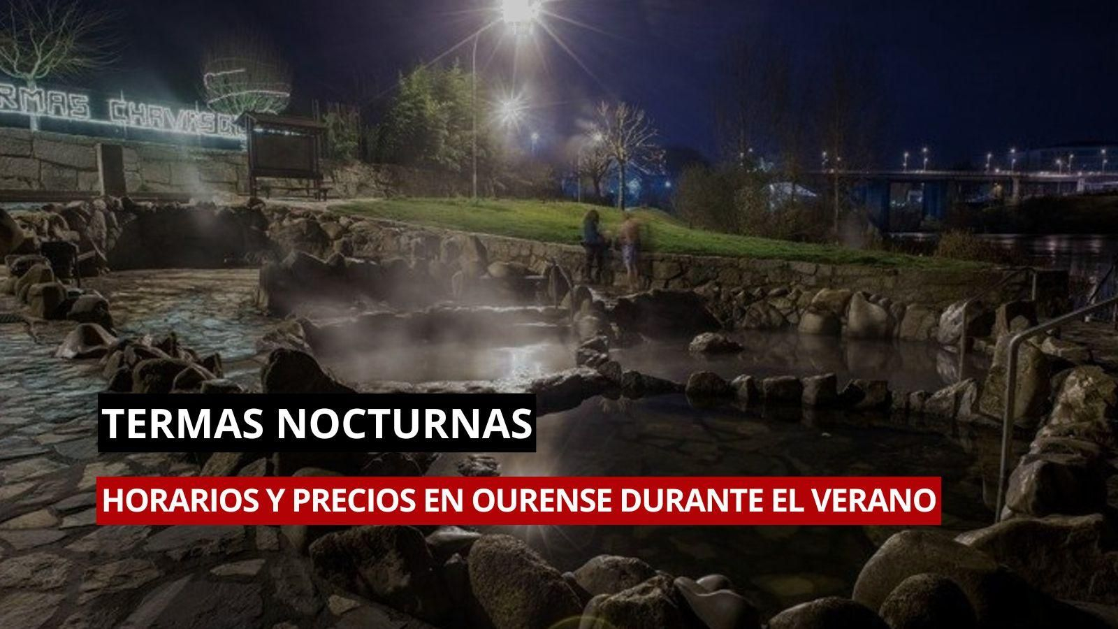 Las termas nocturnas en Ourense durante el verano.