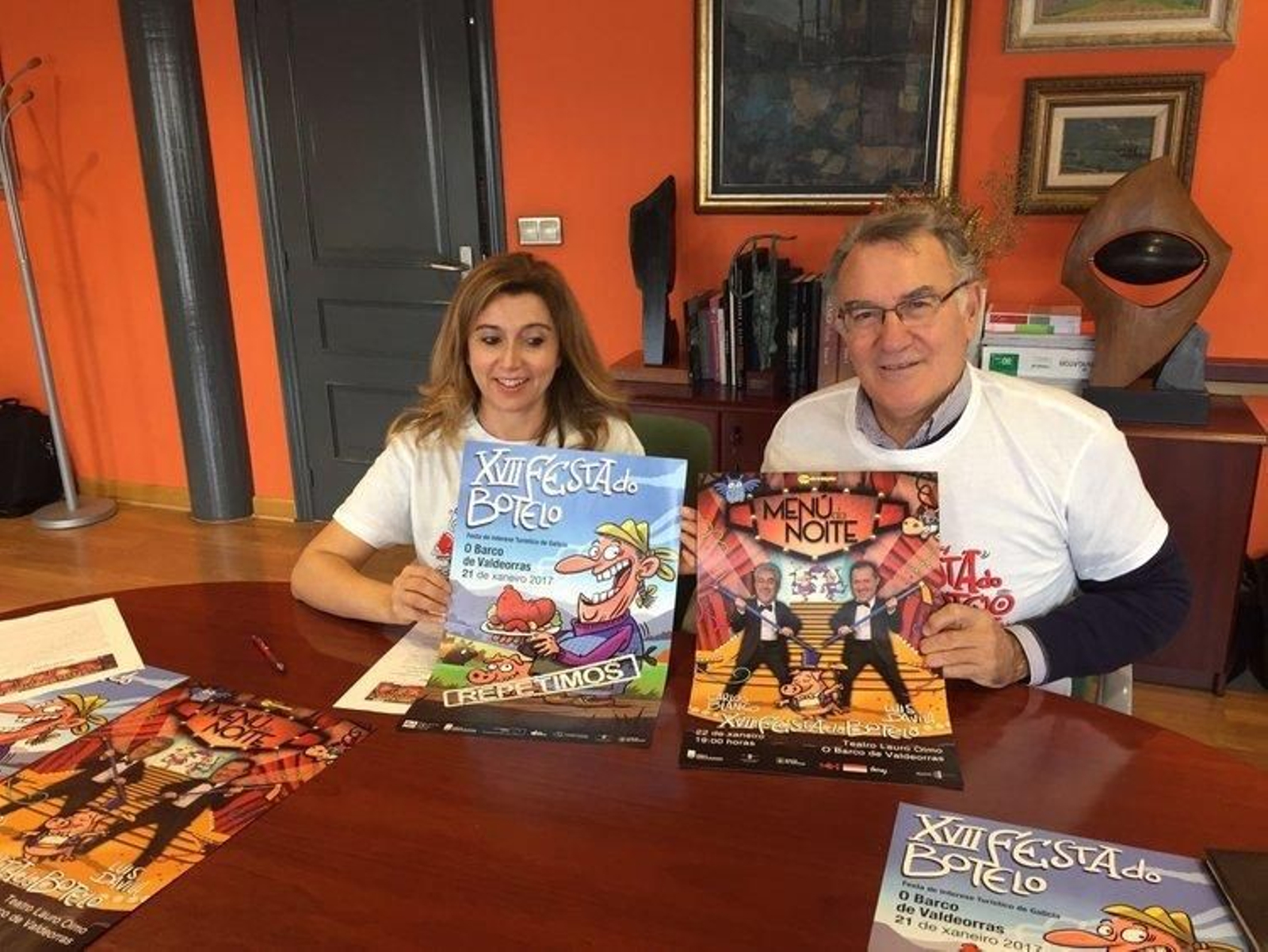 Margarida Pizcueta y Alfredo García, en la presentación de la Festa do Botelo.