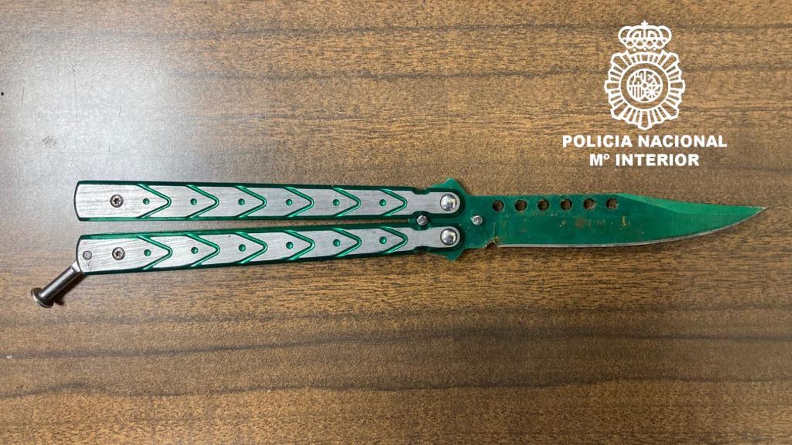 El arma supuestamente utilizada por el detenido para apuñalar a su compañero de clase.