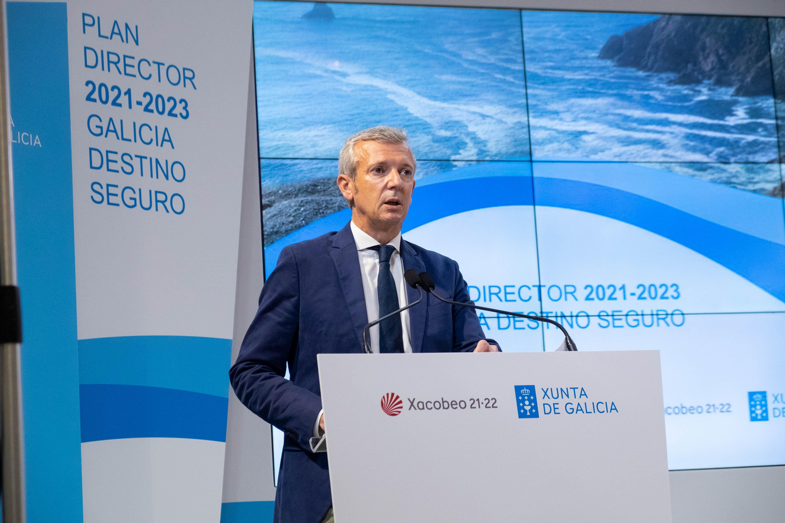 Rueda, durante la presentación del plan de Galicia como destino seguro.