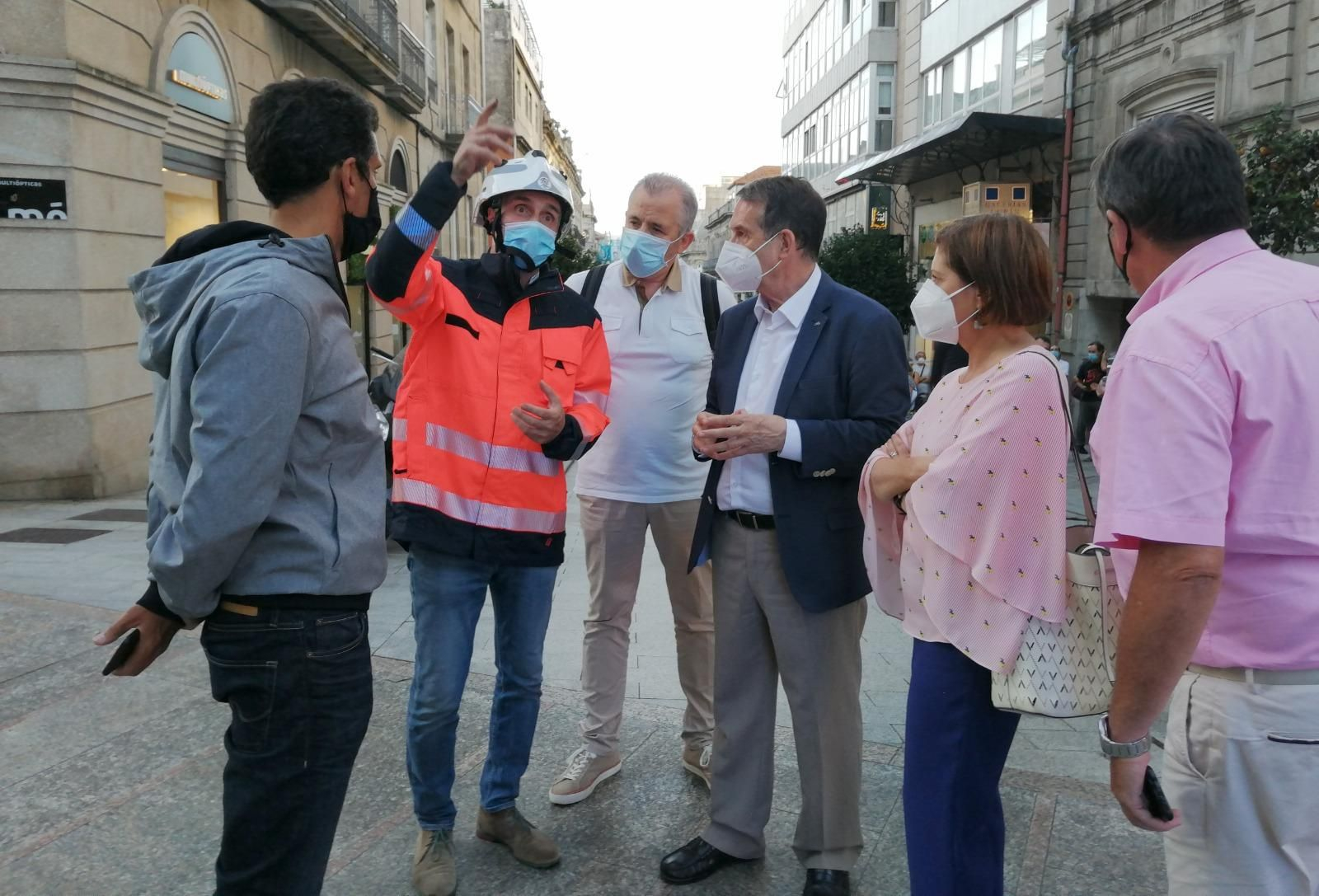 Caballero y Mouriño en el incendio de la sede del Celta
