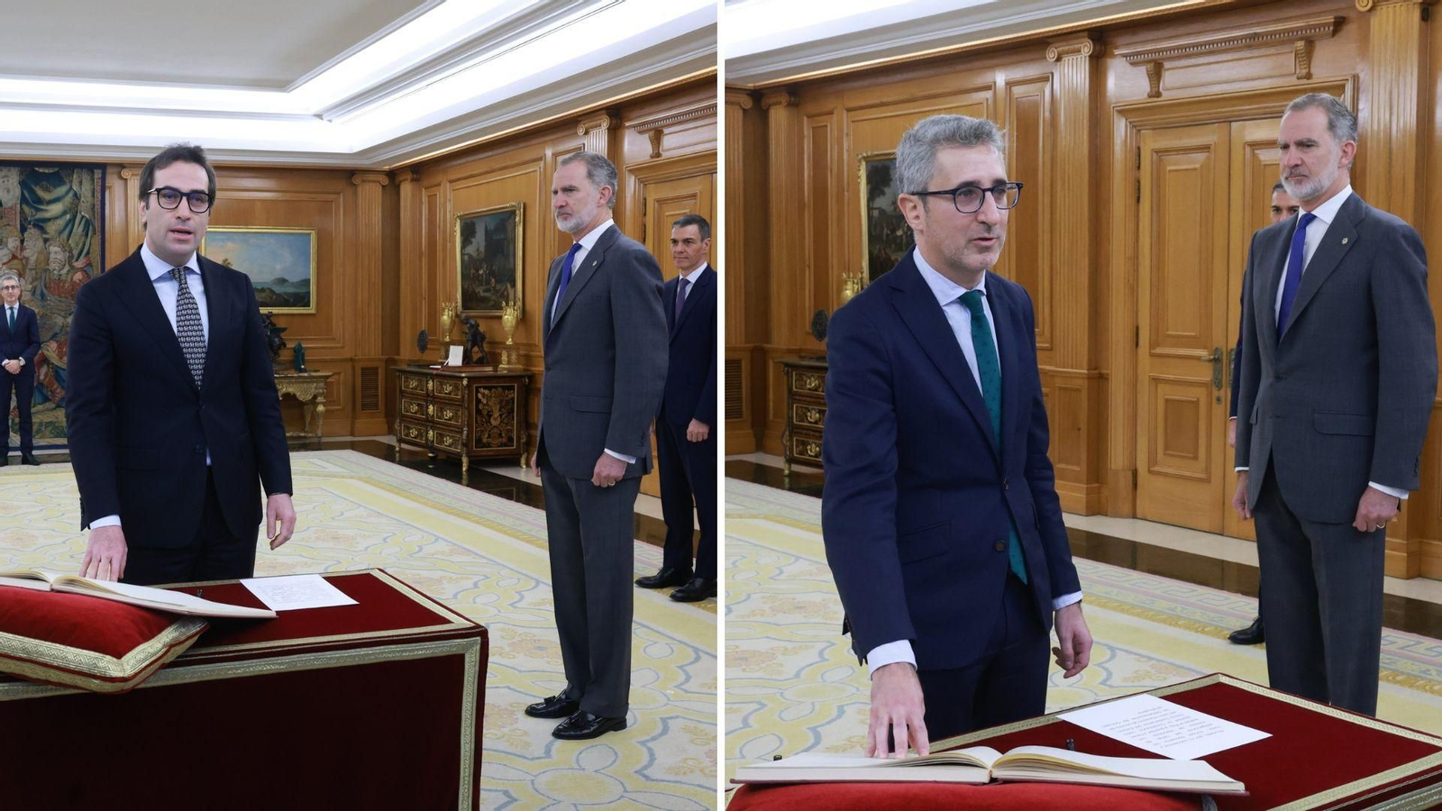 Carlos Cuerpo y Arcadi España prometen sus cargos ante Felipe VI.