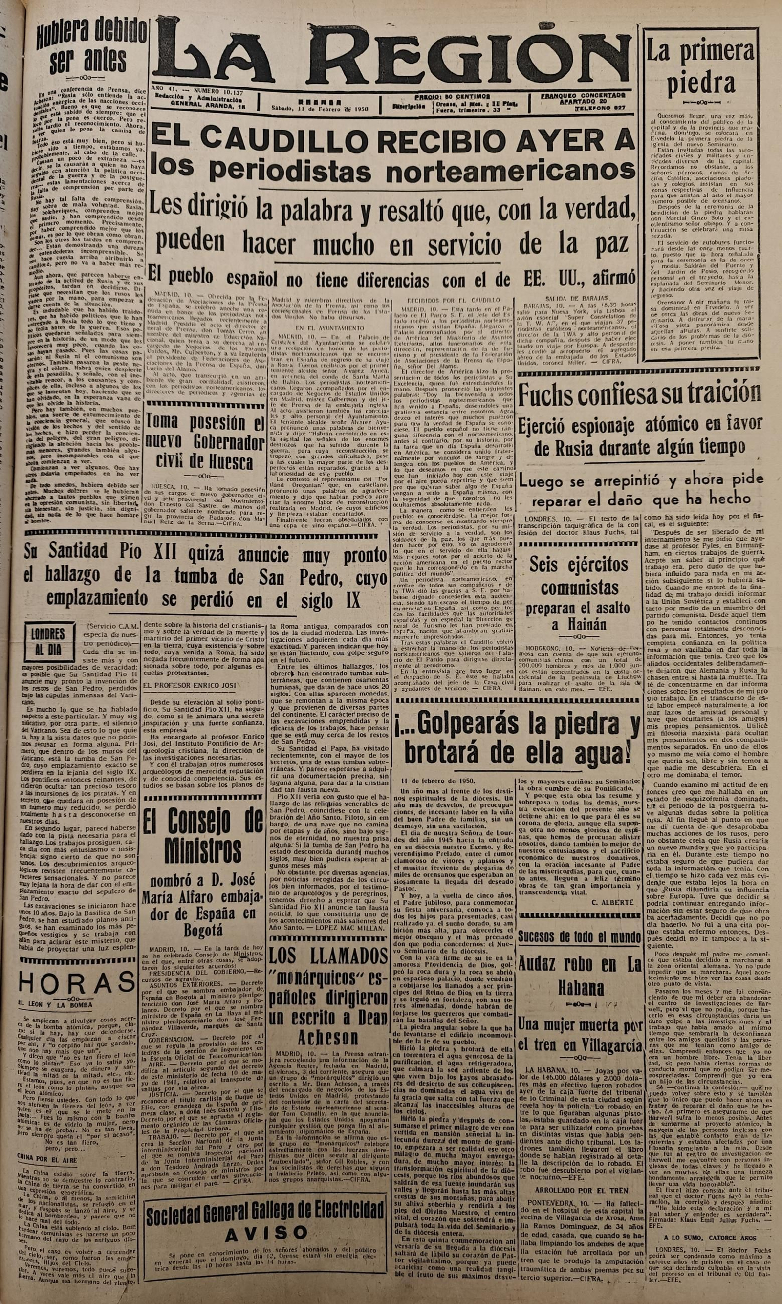 11 FEBRERO 1950 Portada
