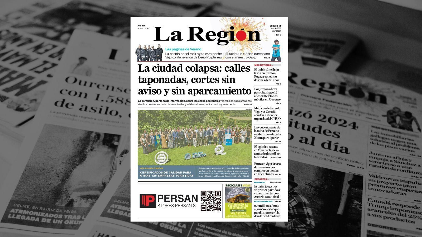 La portada de La Región de este jueves.