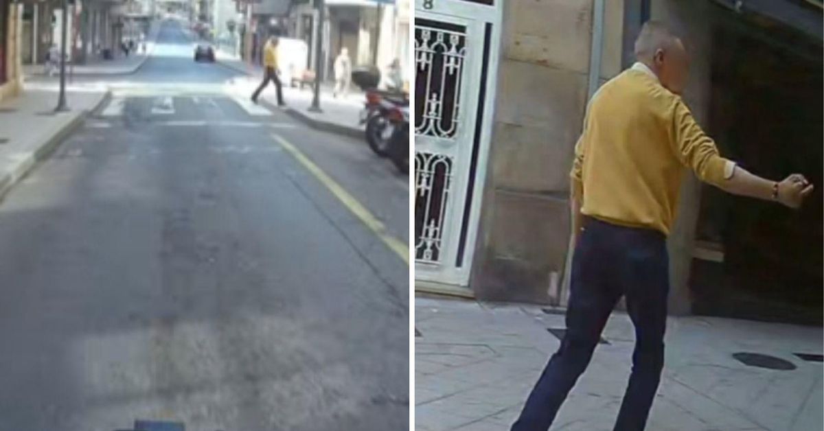 Cruza en rojo, casi es atropellado y le hace una peineta a la motorista ...