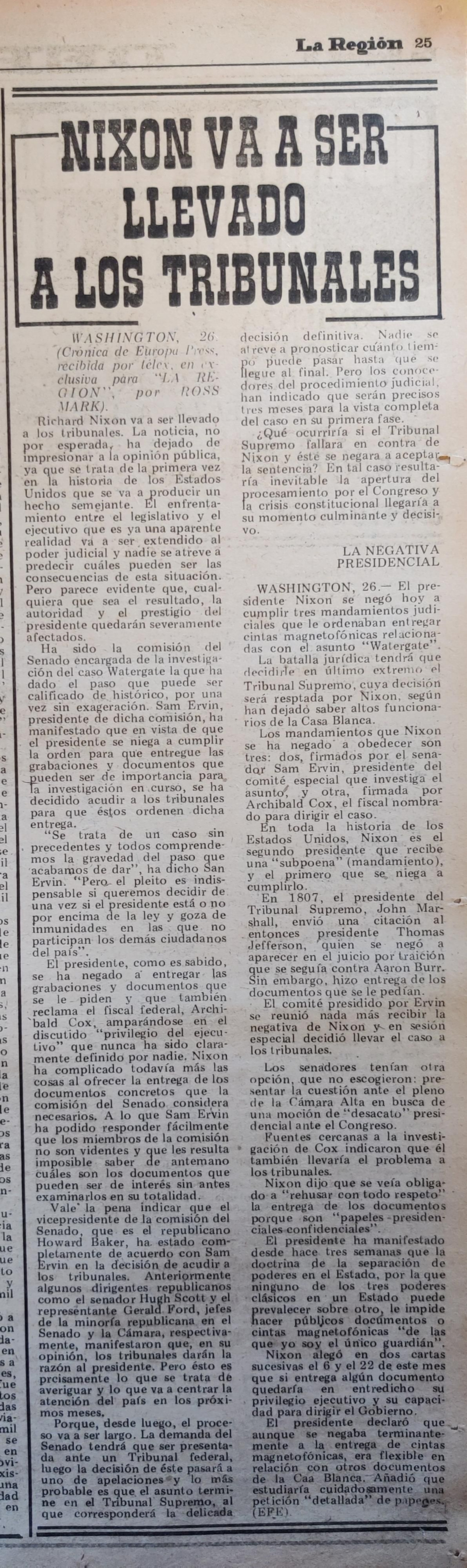 Nixon, en La Región.