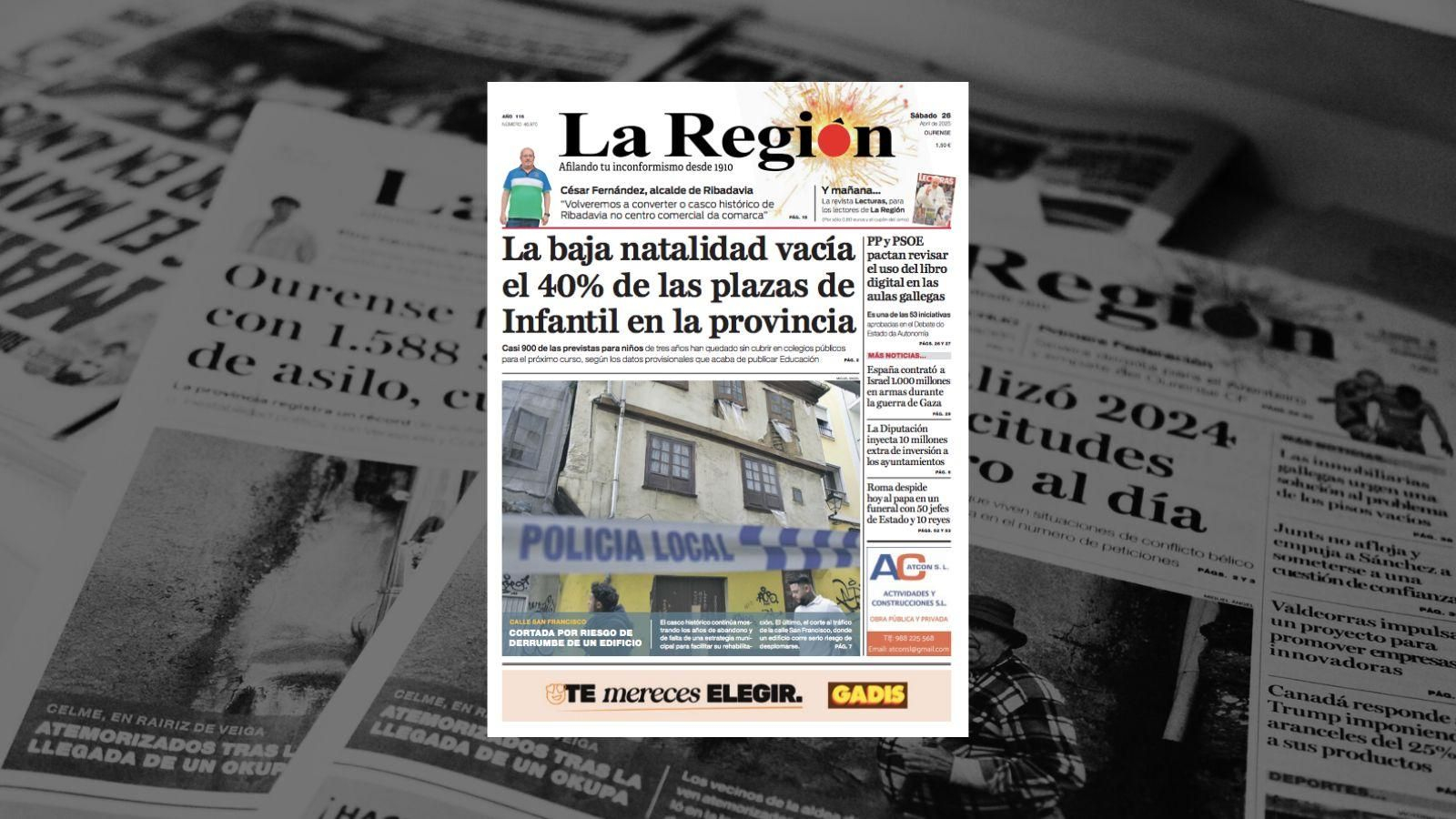 La portada de este sábado.