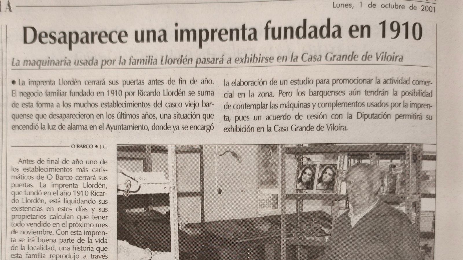 Titulares de La Región del 1 de octubre del 2001