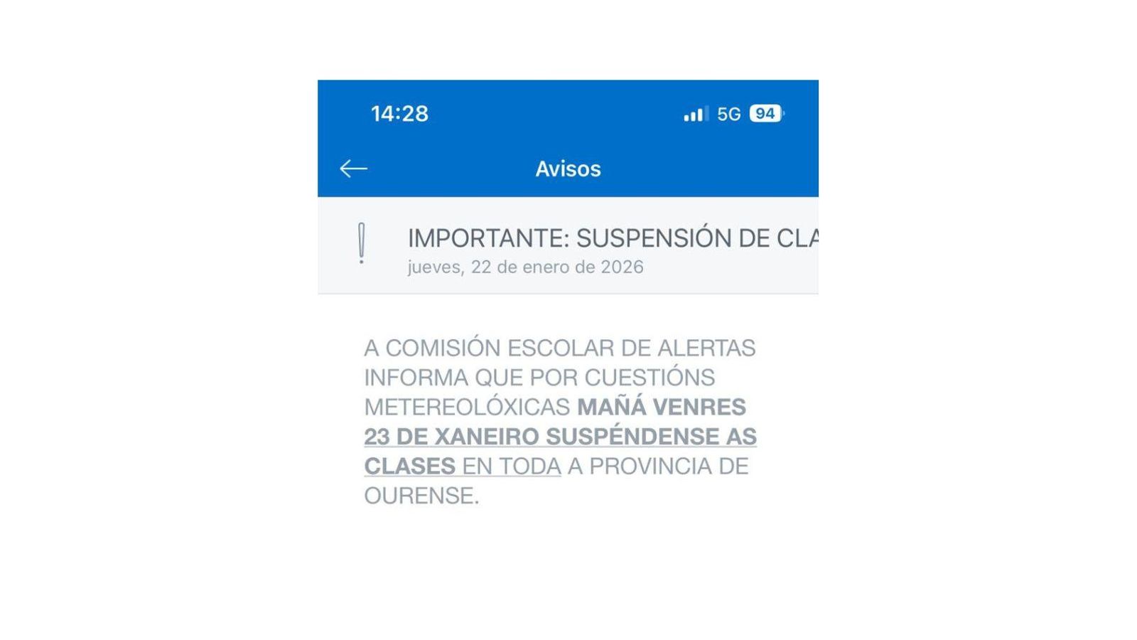 Mensaje alerta escolar