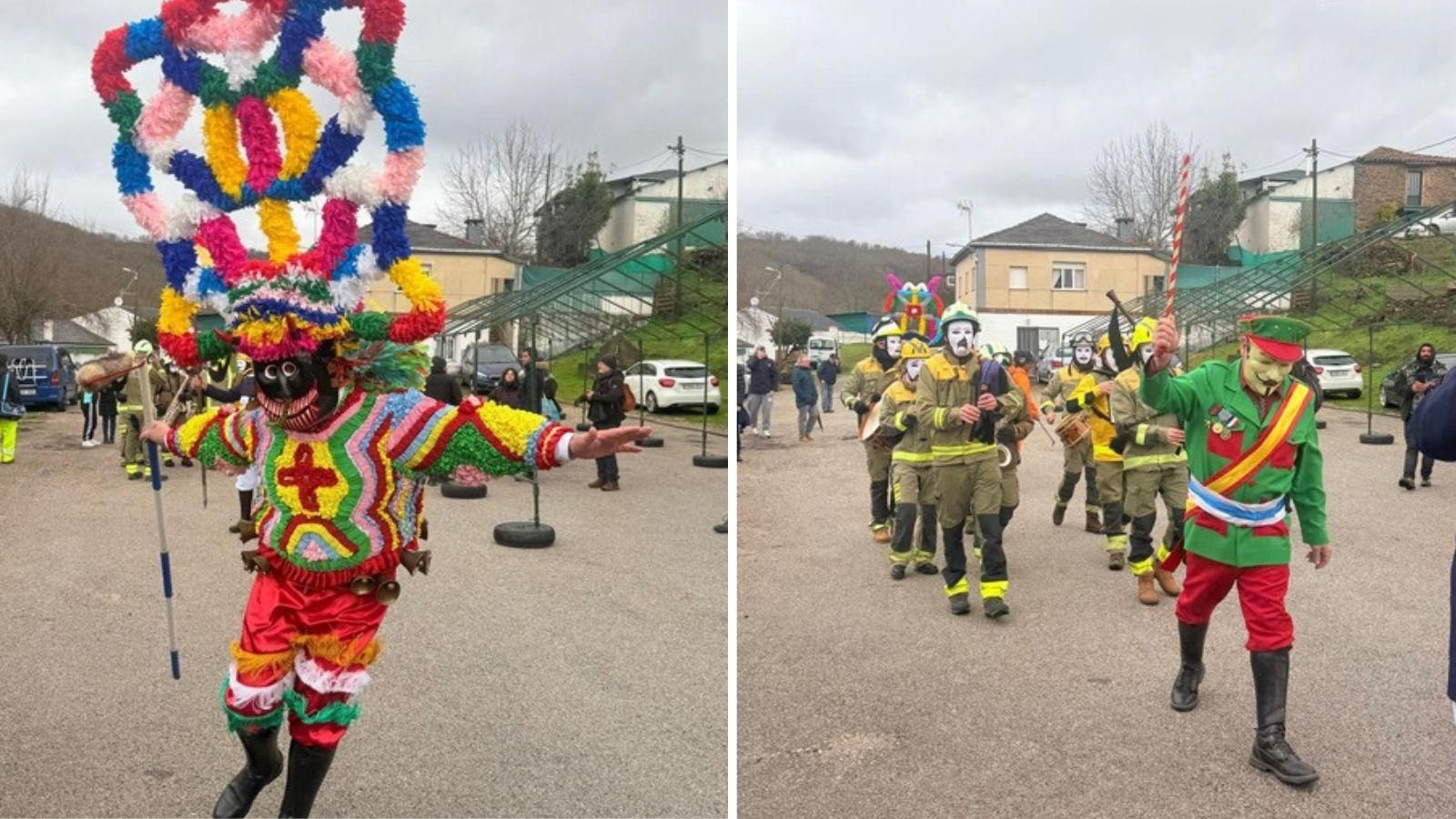 As máscaras tradicionais de Xinzo e Verín aparecen no Corredoiro.