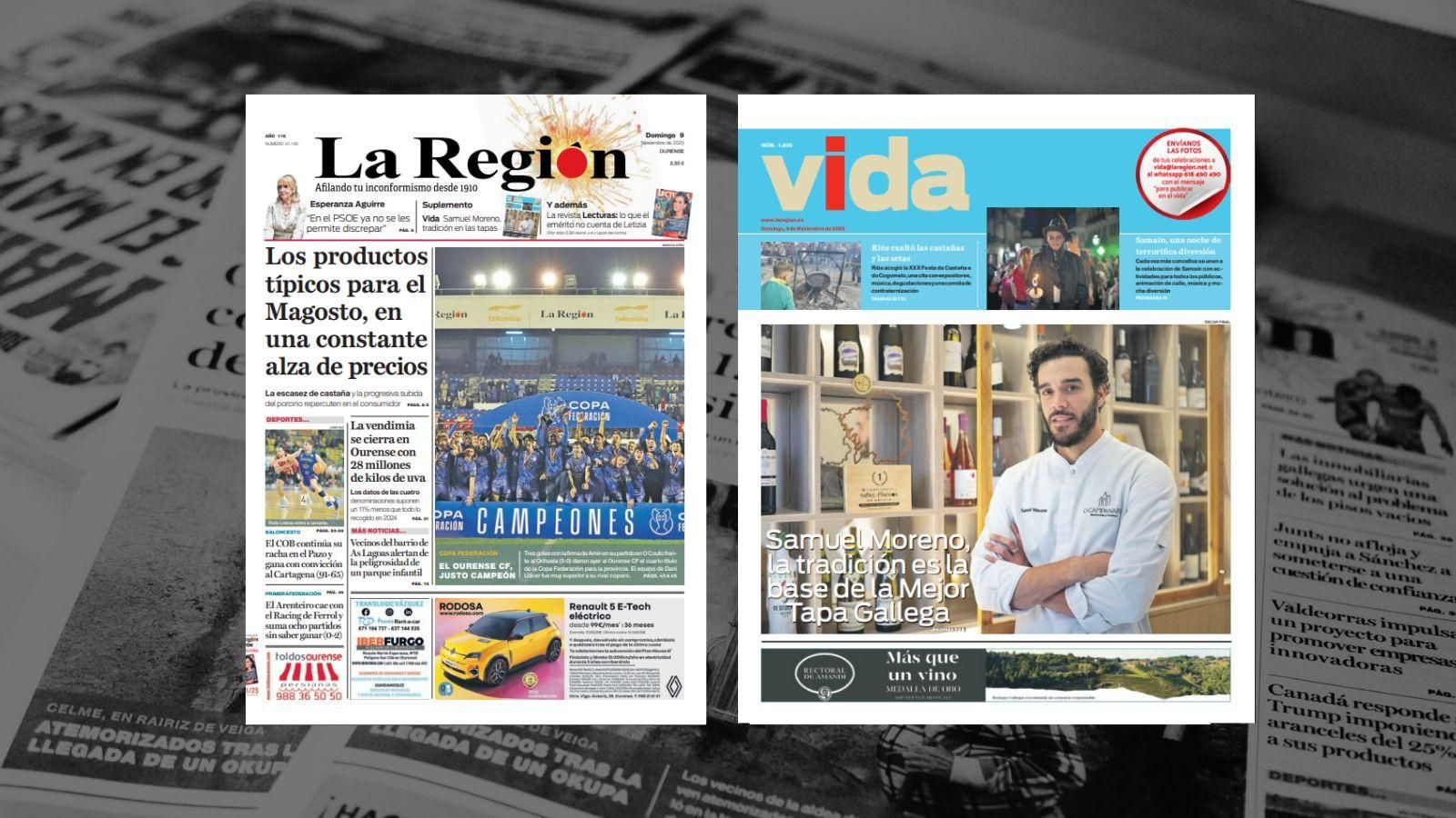 La portada de La Región del domingo, 9 de noviembre
