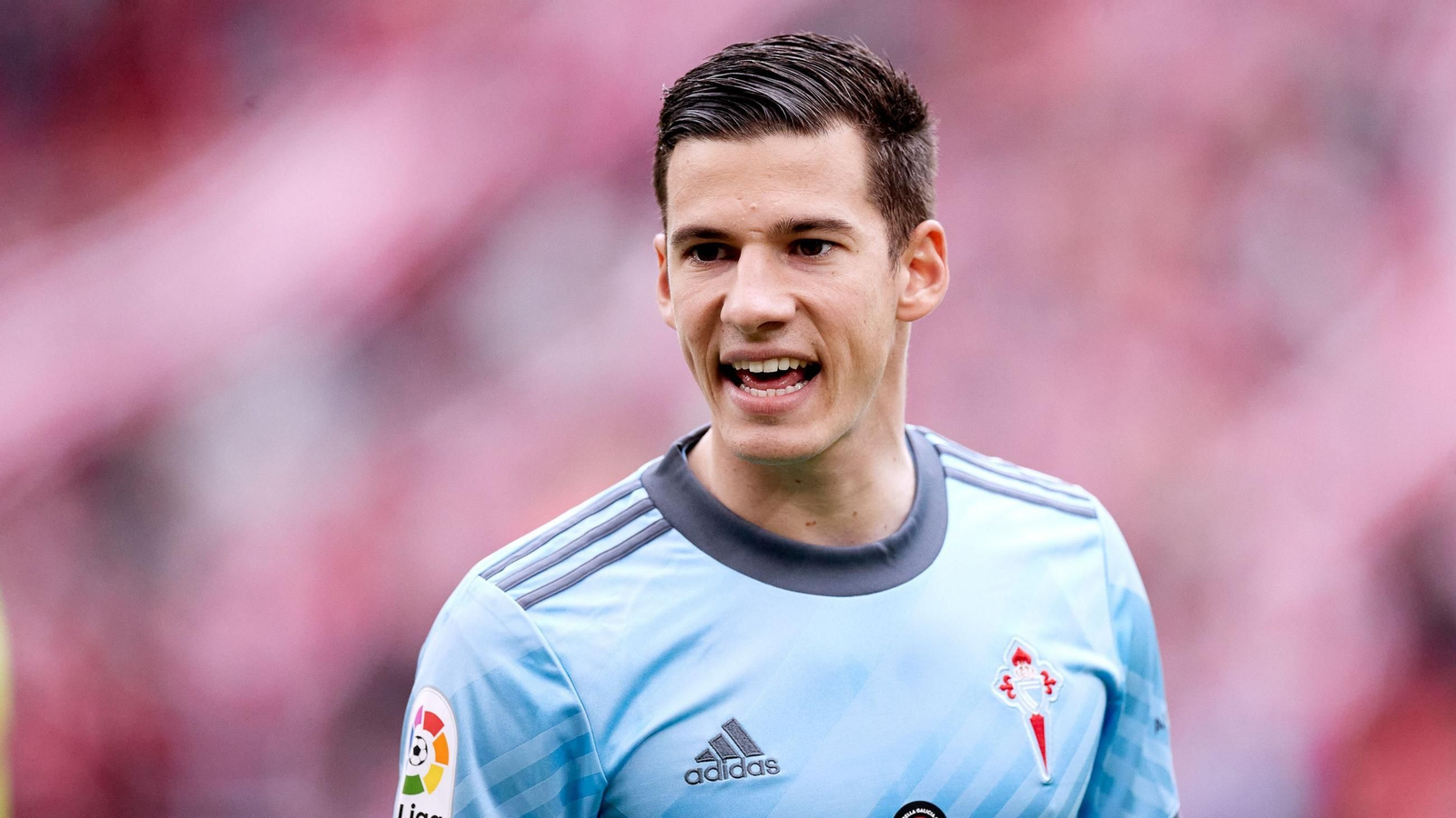 Santi Mina del RC Celta de Vigo gestos durante el partido de liga española de La Liga entre