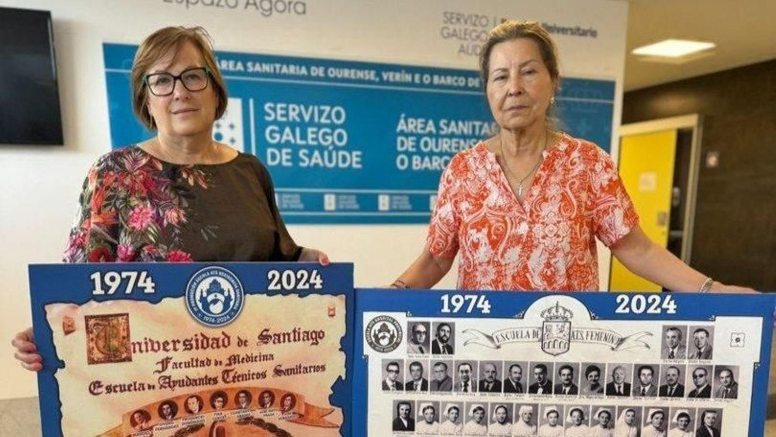 Las enfermeras Celia Losada, de la Escuela Residencial, y Clara Rivero del hospital provincial A Lonia.