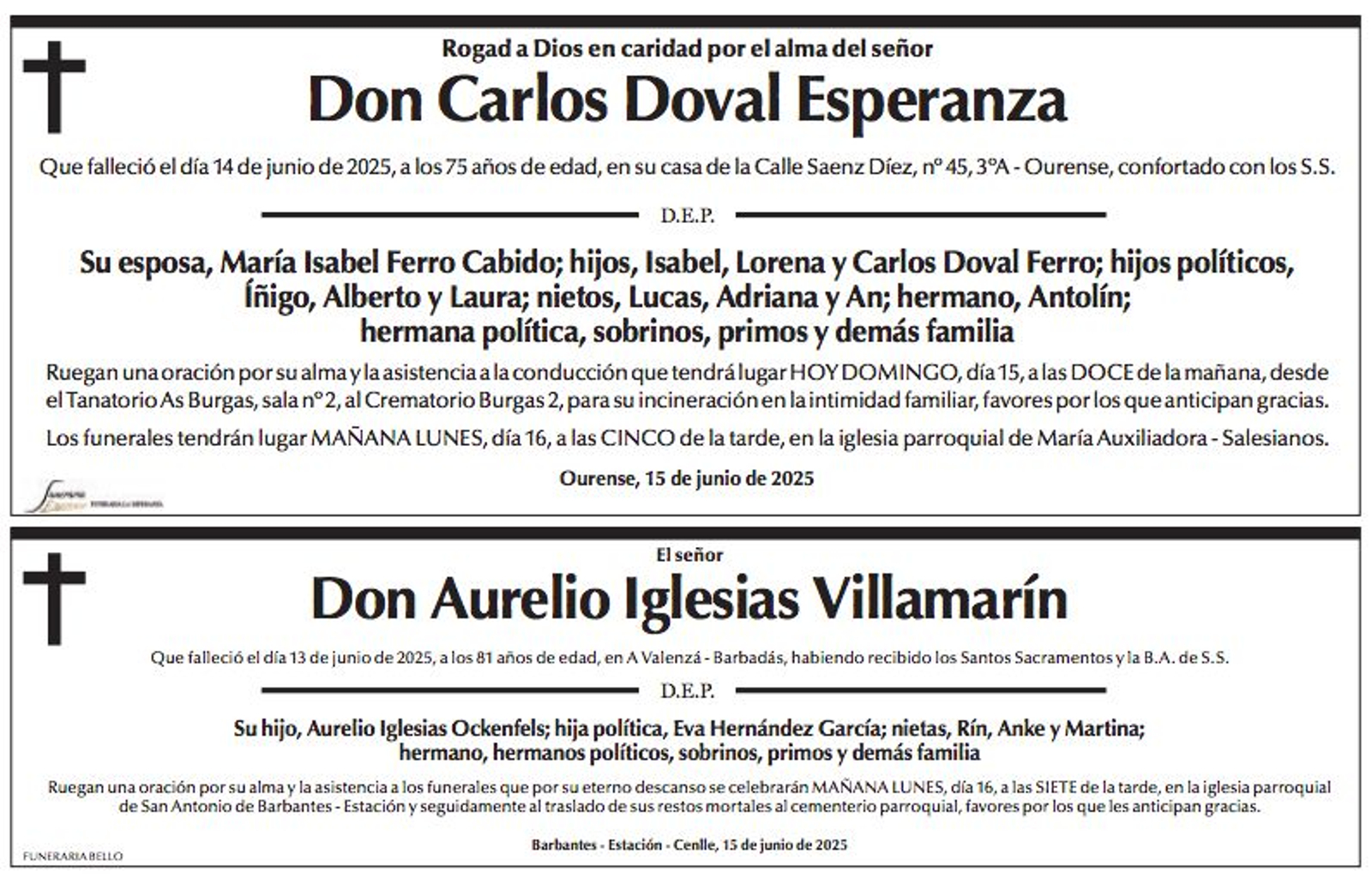 Las despedidas de hoy.