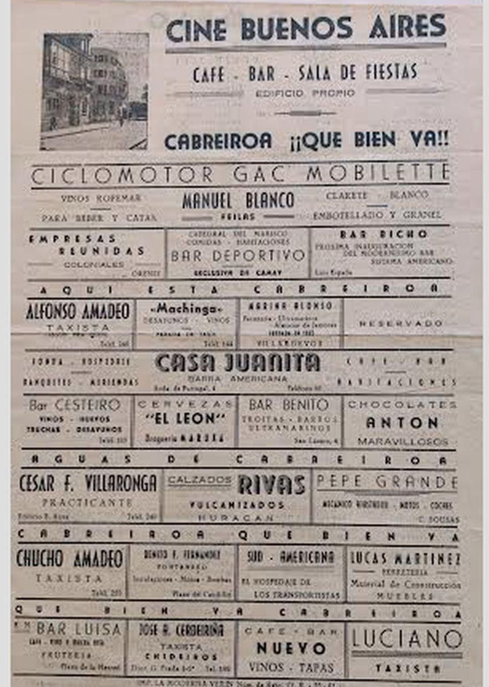 Publicidad local de Verín en esta copla de 1961.