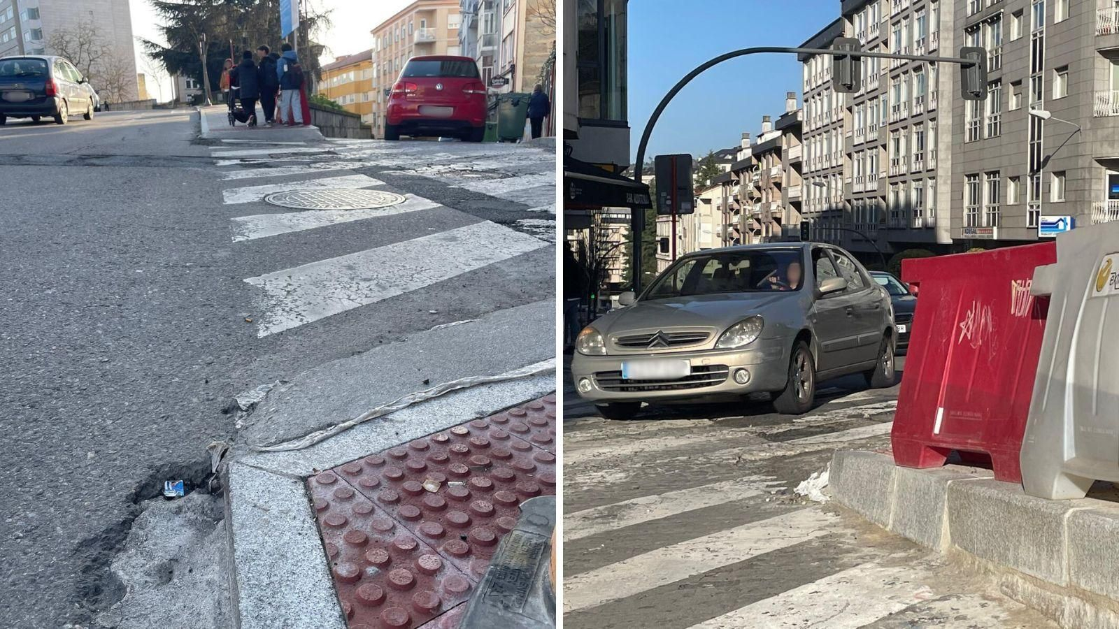 A la izquierda, la esquina 'negra' que ahora tapa un cono y produjo reventones