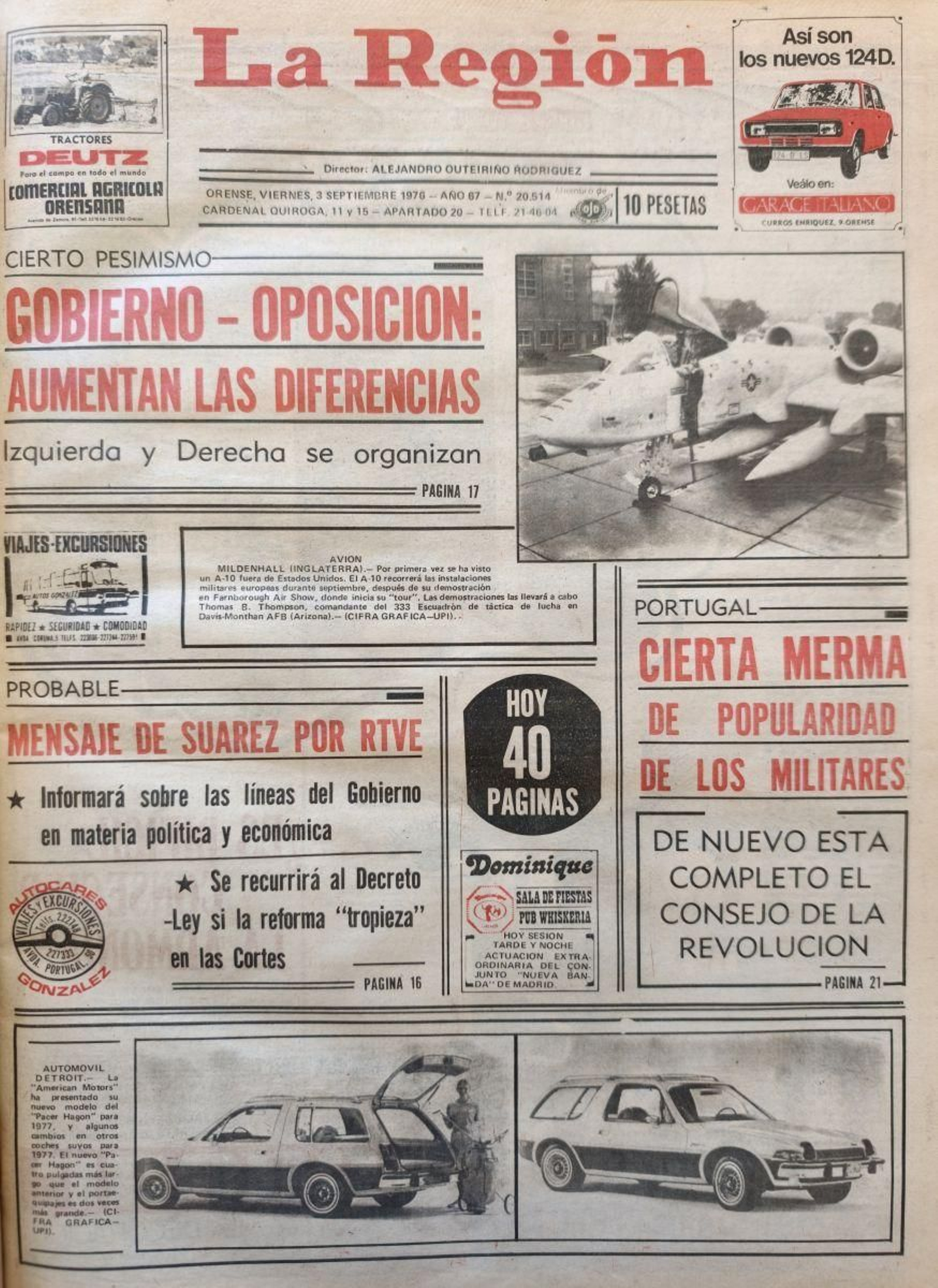 Primera de La Región del 3 de septiembre de 1976