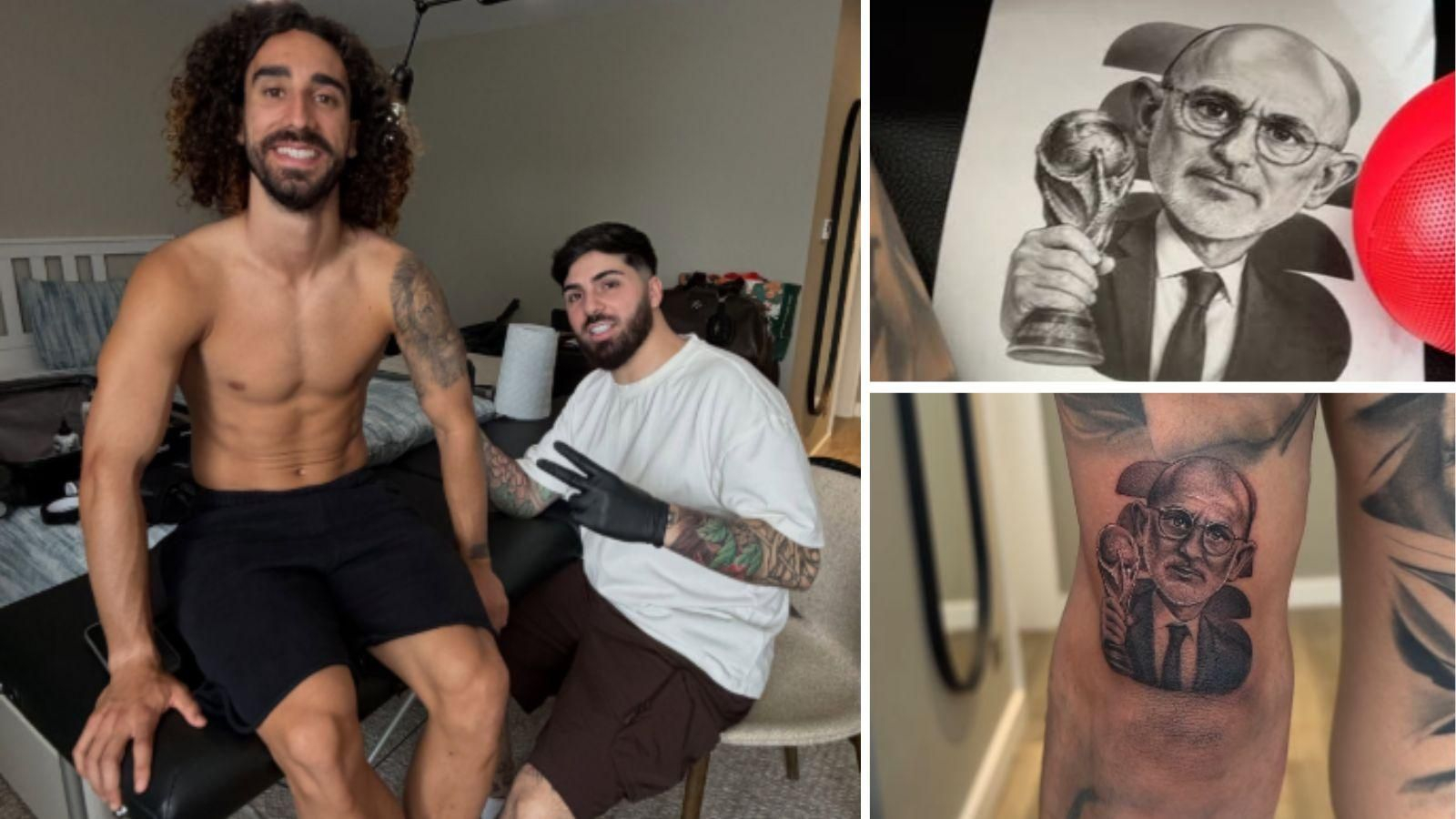 Marc Cucurella con el tatuaje de Luis de la Fuente que prometió hacerse si España conquistaba el Mundial de 2026.