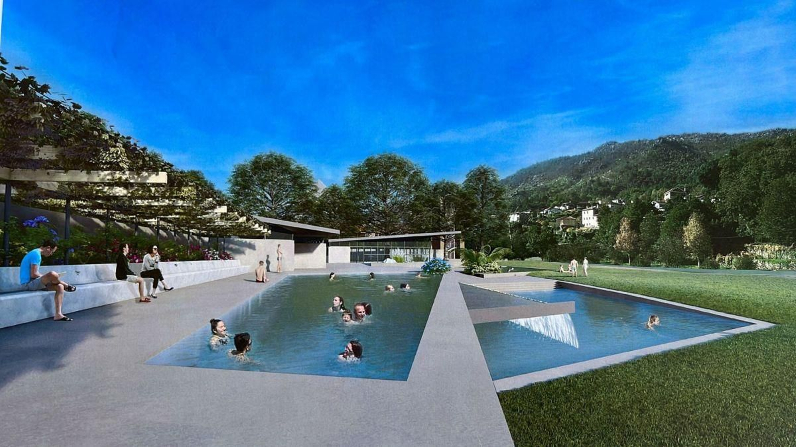 Infografía de la propuesta termal diseñada por César Portela y Magdalena Portela para Río Caldo.