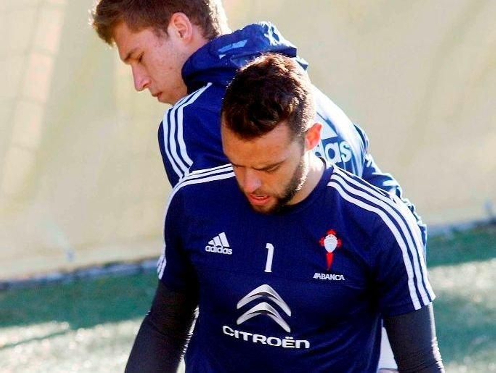 Sergio Álvarez y Rubén Blanco, durante el entrenamiento de ayer.