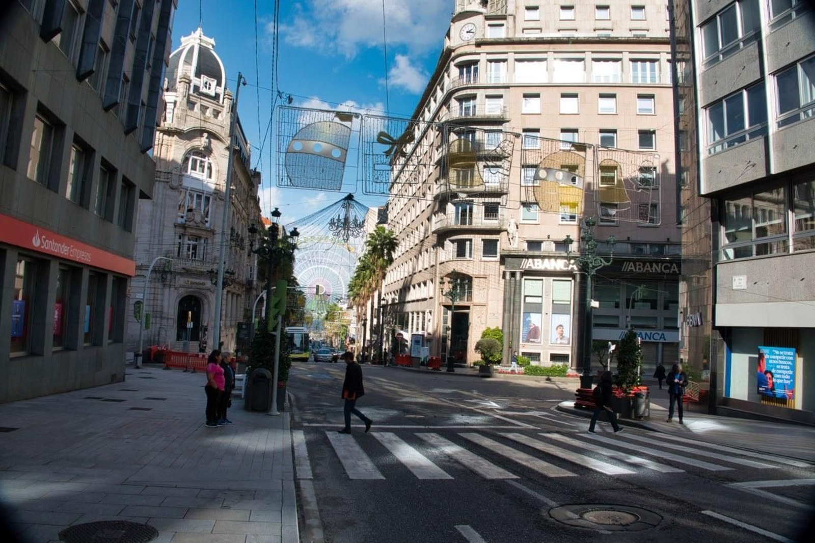 El cruce de los bancos en Vigo, centro financiero de la ciudad.