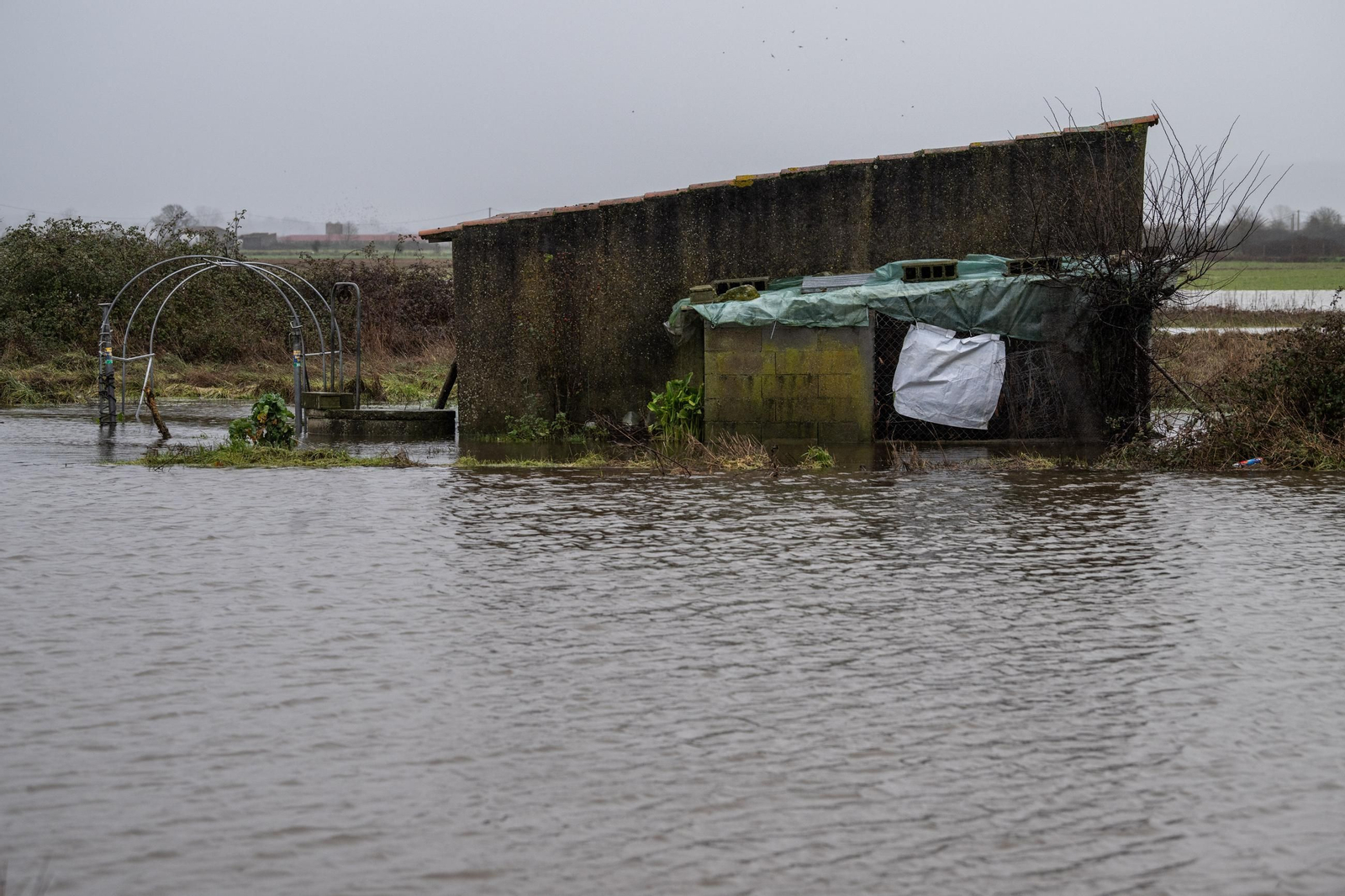 Imagen de Xinzo de Limia anegado por las intensas lluvias.
