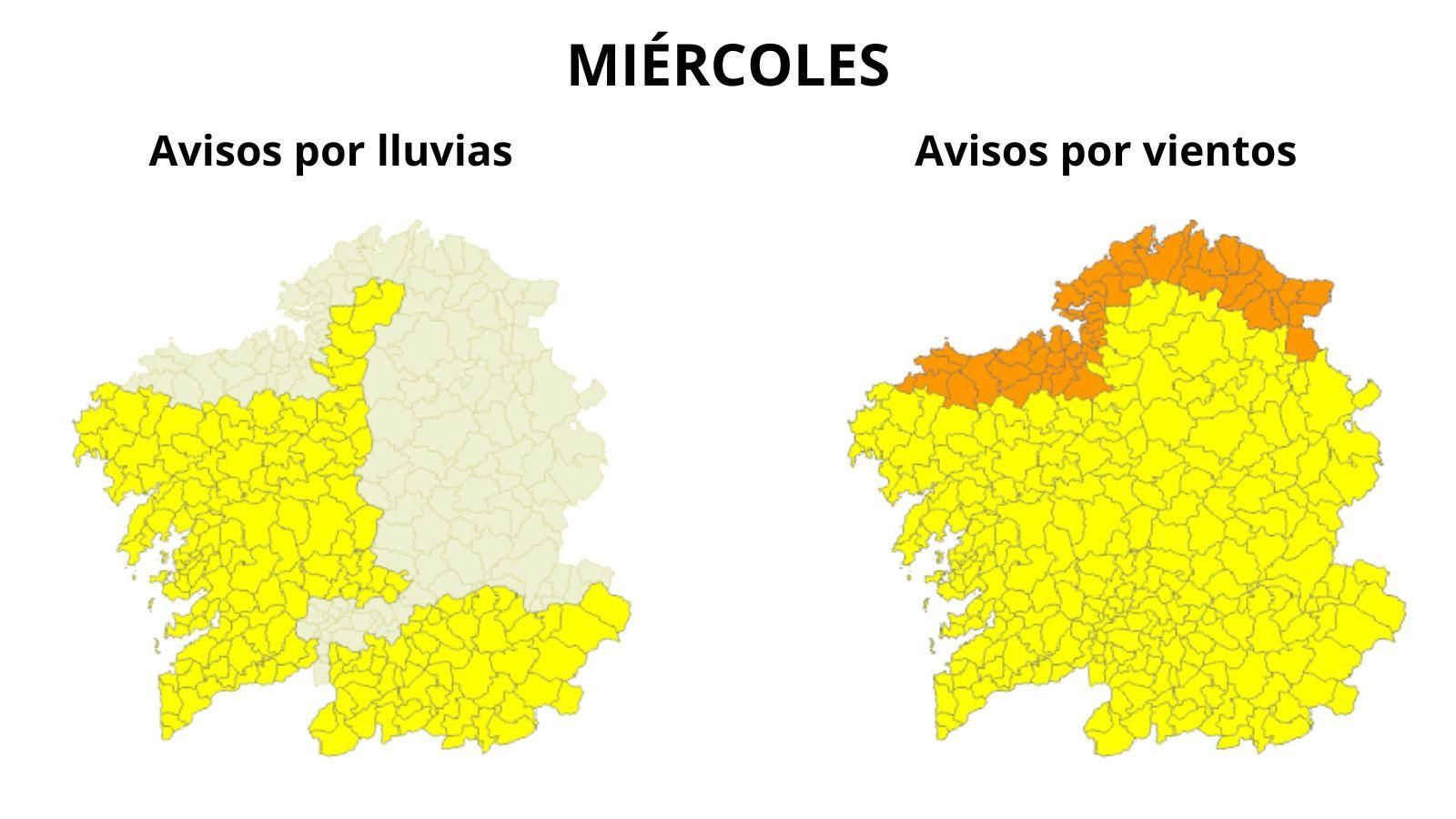 Avisos de Meteogalicia para este miércoles