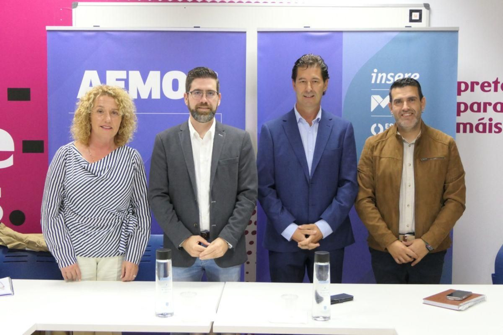 Feli Rodríguez, Pablo Fernández, Manuel Castro presidente de Aemos y Leo Costa.