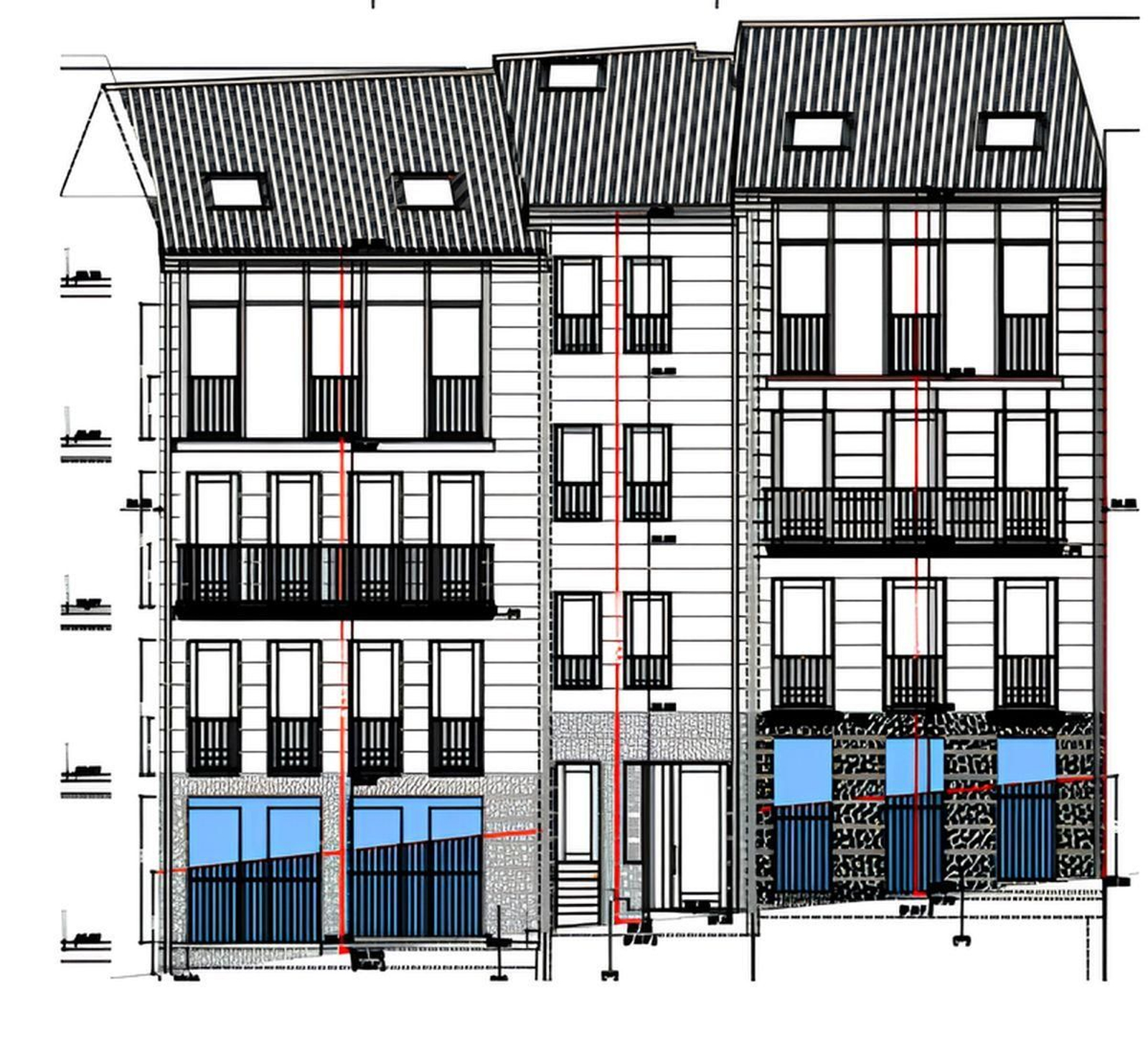 Un plano del edificio que se prevé construir en la calle Alta.