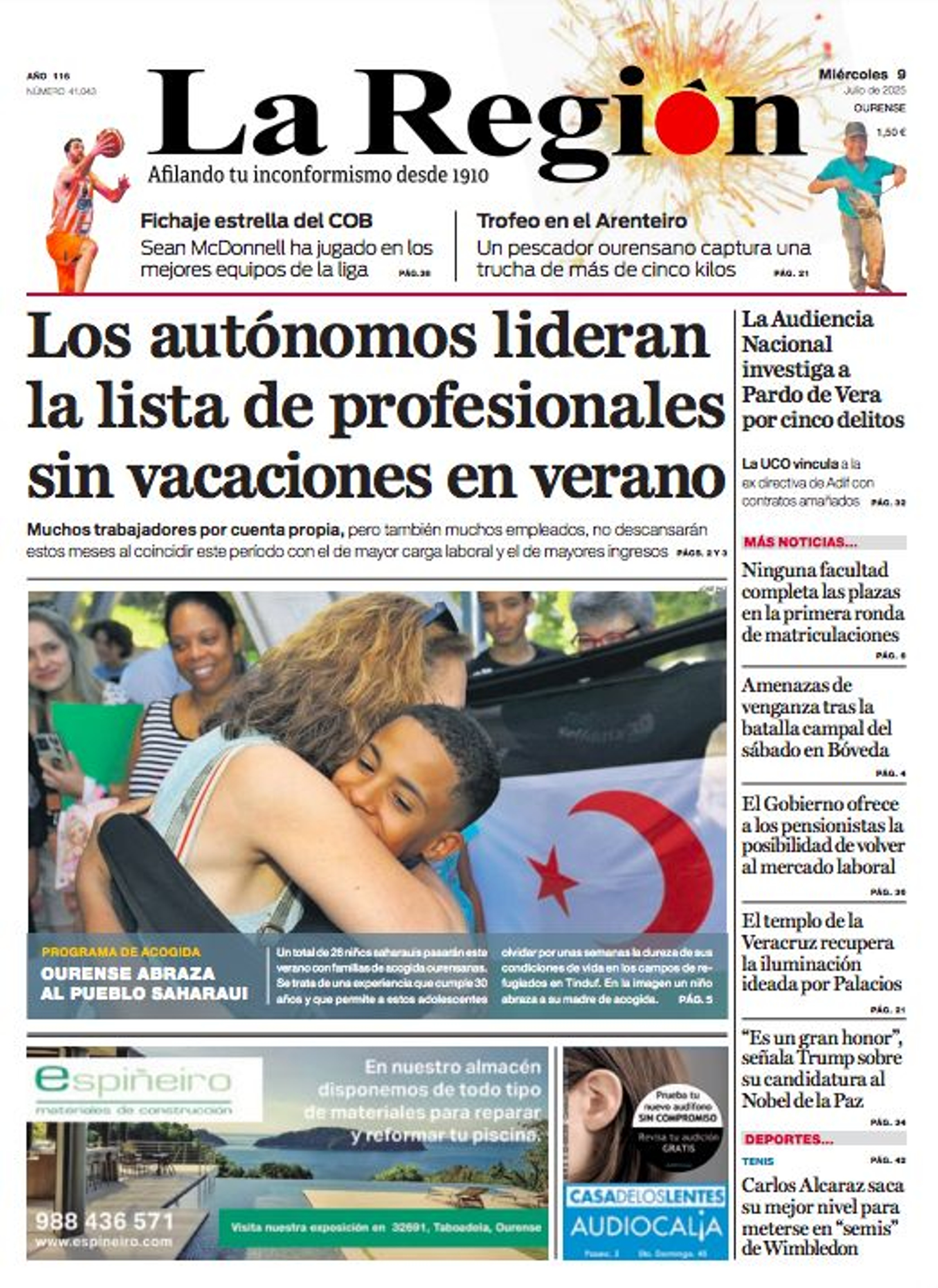 La portada de este miércoles.