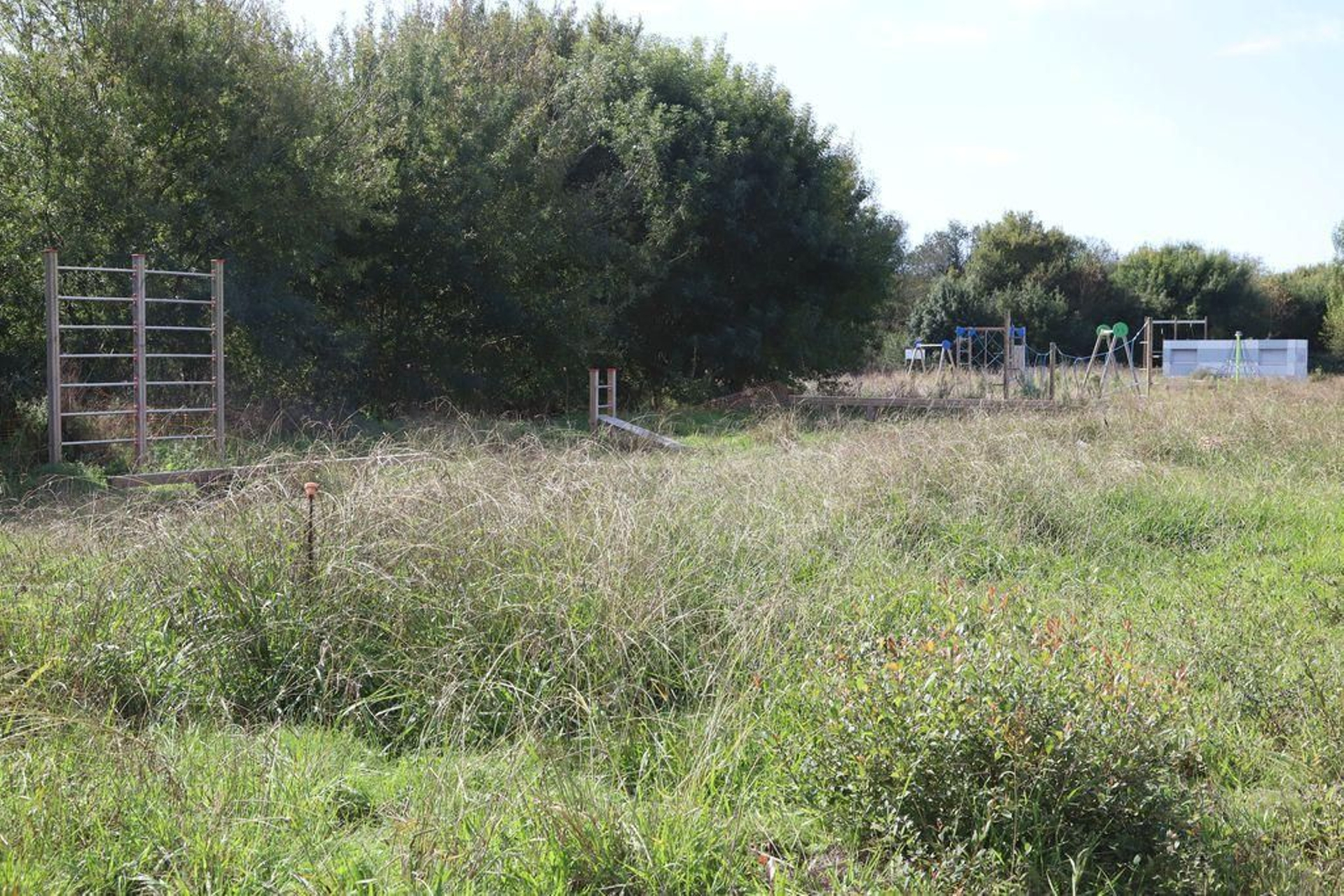 Estado actual del parque infantil de Porto do Molle, en donde la vegetación va ganado altura