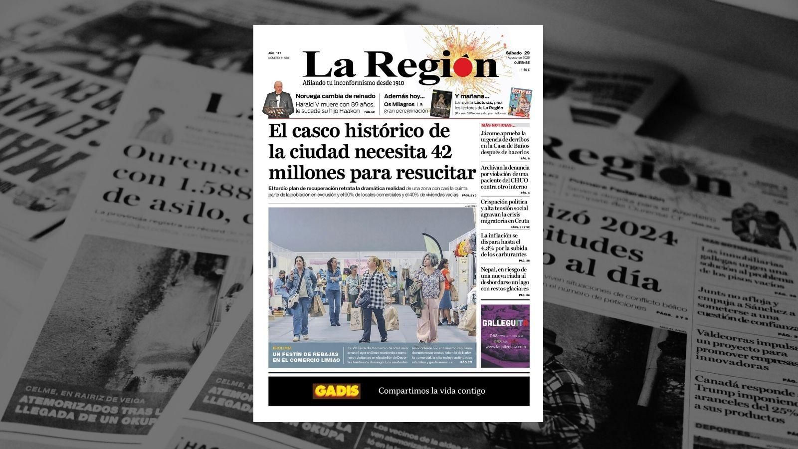 La porta de La Región de este sábado.
