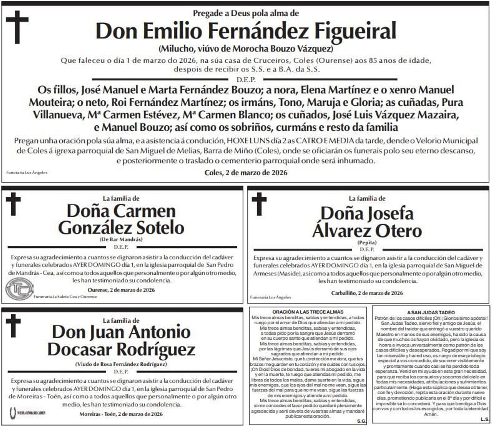 Las despedidas de este martes en La Región