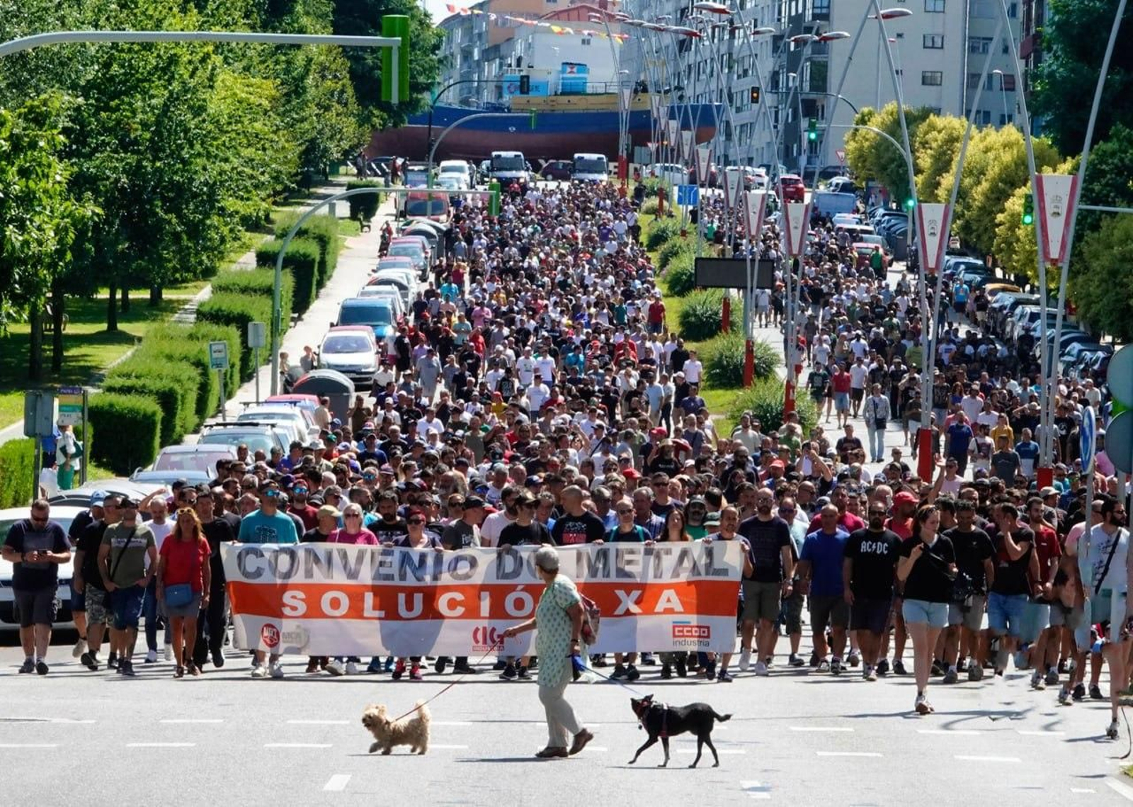Una manifestación anterior del sector del metal por las calles de Vigo.