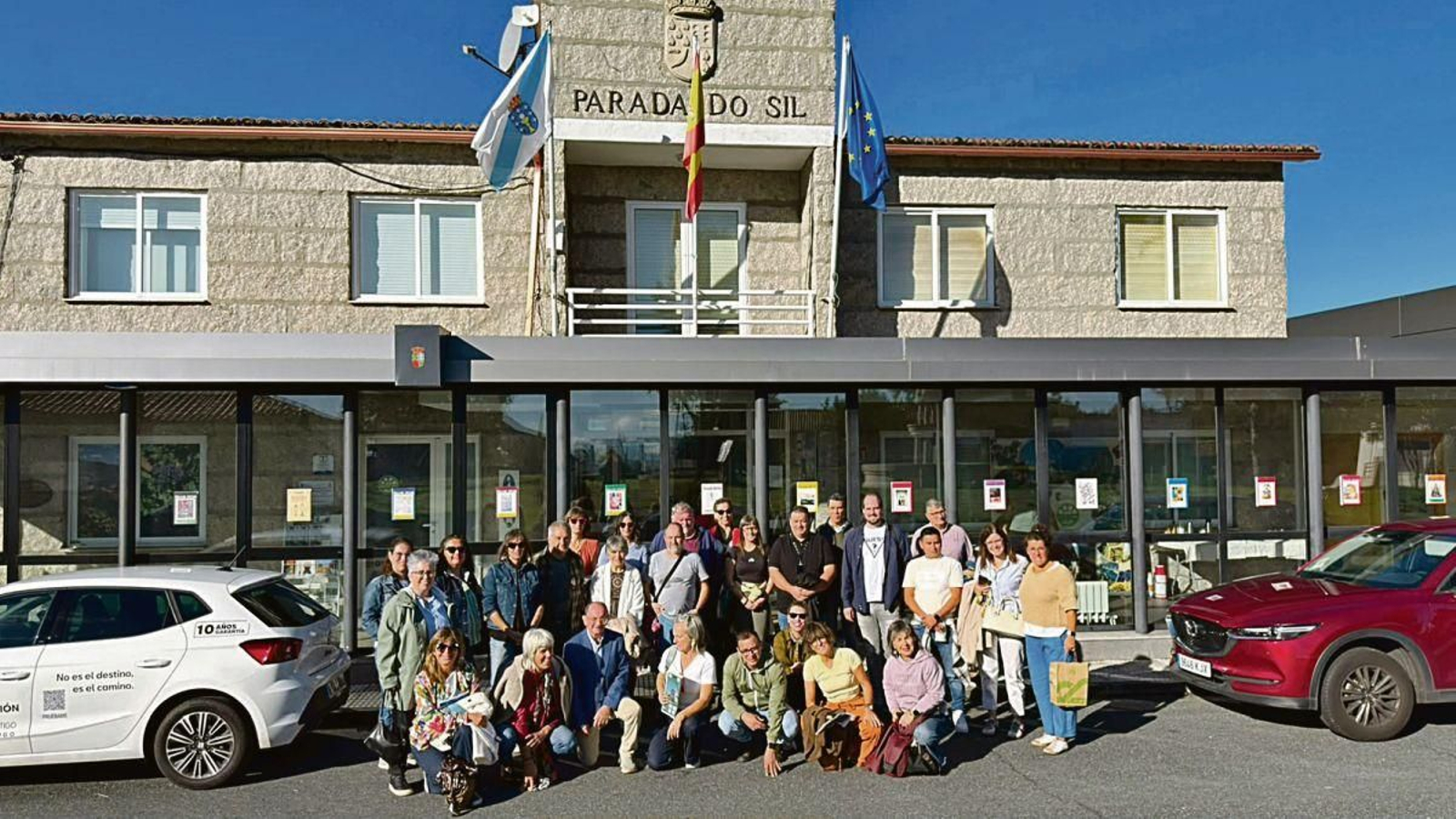El grupo del destino turístico Gorbeia Euskadi, en su visita a Parada de Sil.