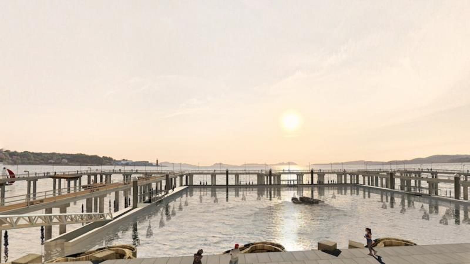 La última fase del proyecto se desarrollará en la escollera de la Terminal Ro-Ro de Bouzas, como muestra esta recreación.